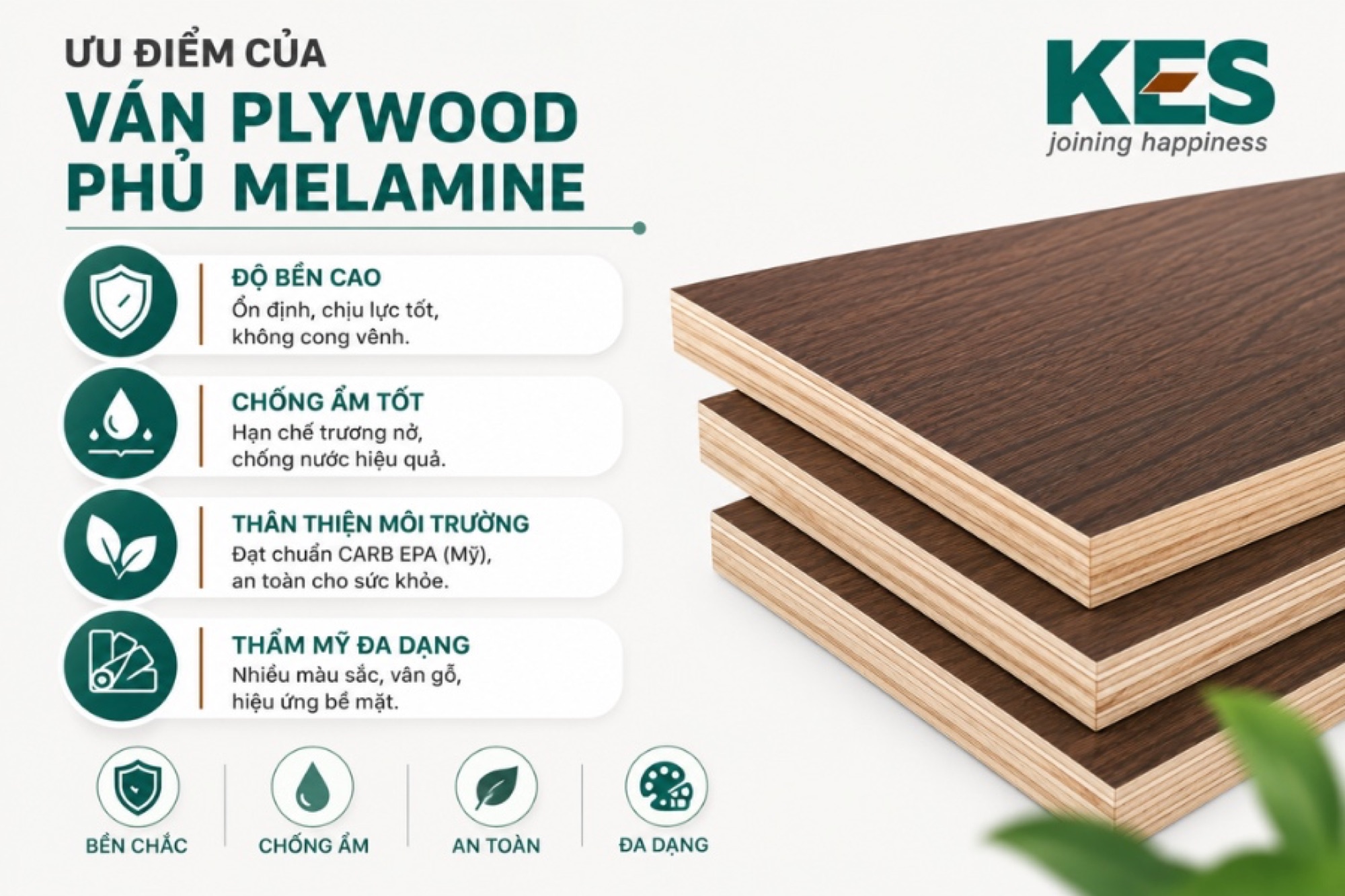 Ván plywood phủ Melamine có 3 ưu điểm
