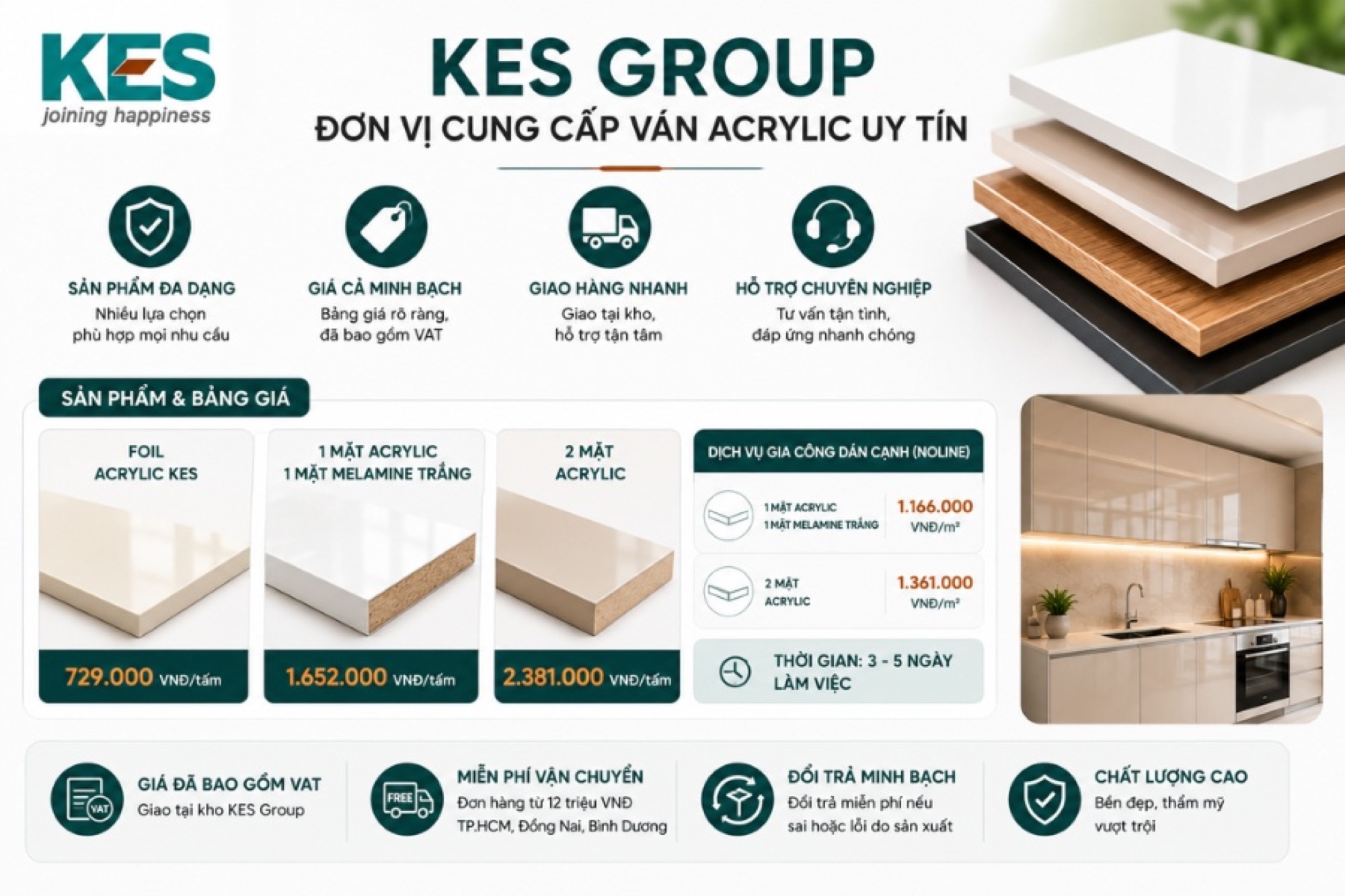 KES là đơn vị cung cấp ván Acrylic cao cấp