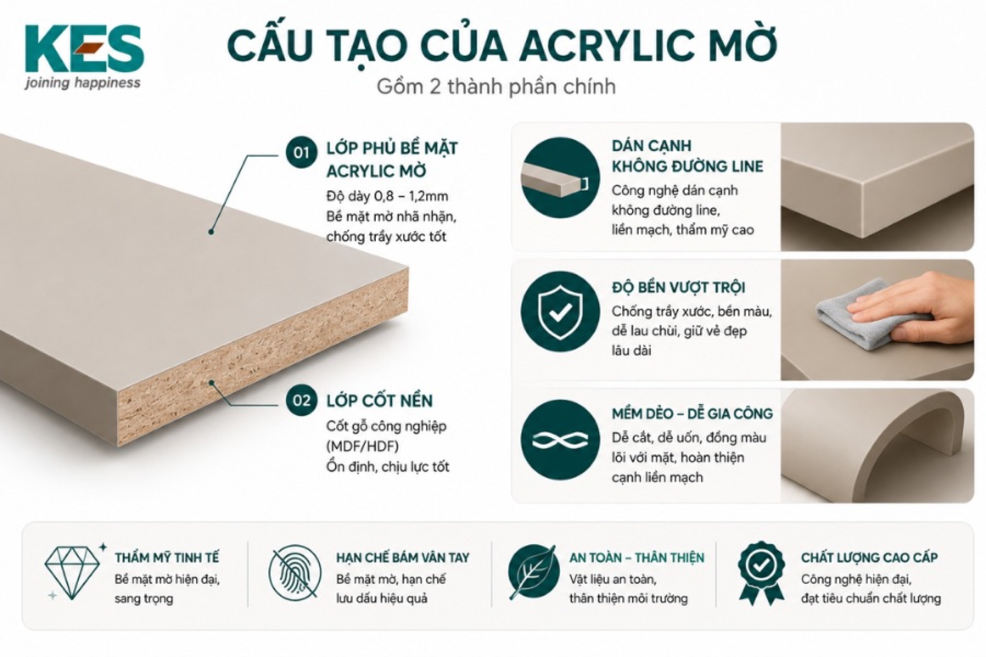 Cấu tạo của Acrylic mờ