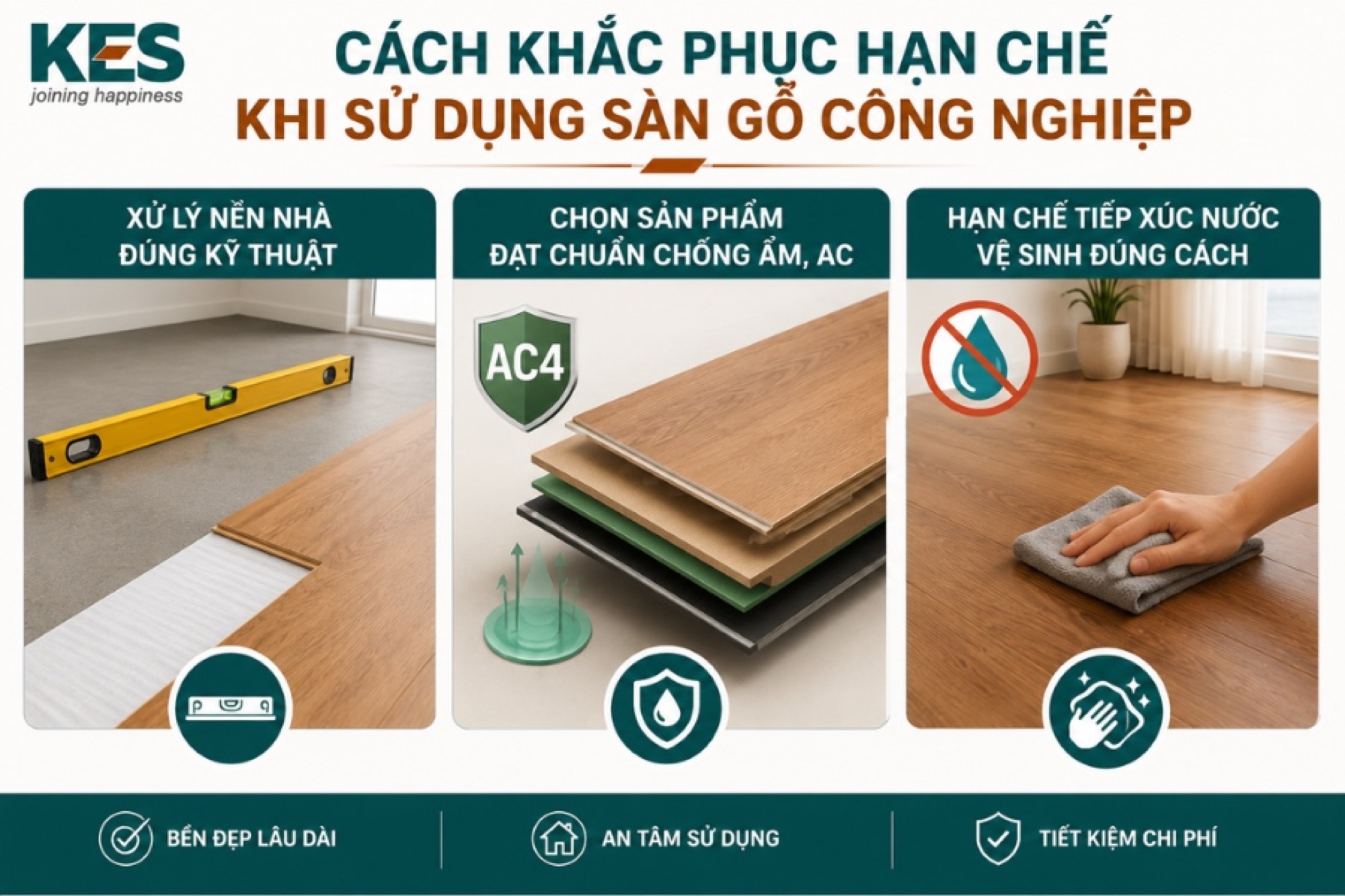 Cách khắc phục hạn chế khi sử dụng sàn gỗ công nghiệp Cách khắc phục hạn chế khi sử dụng sàn gỗ công nghiệp