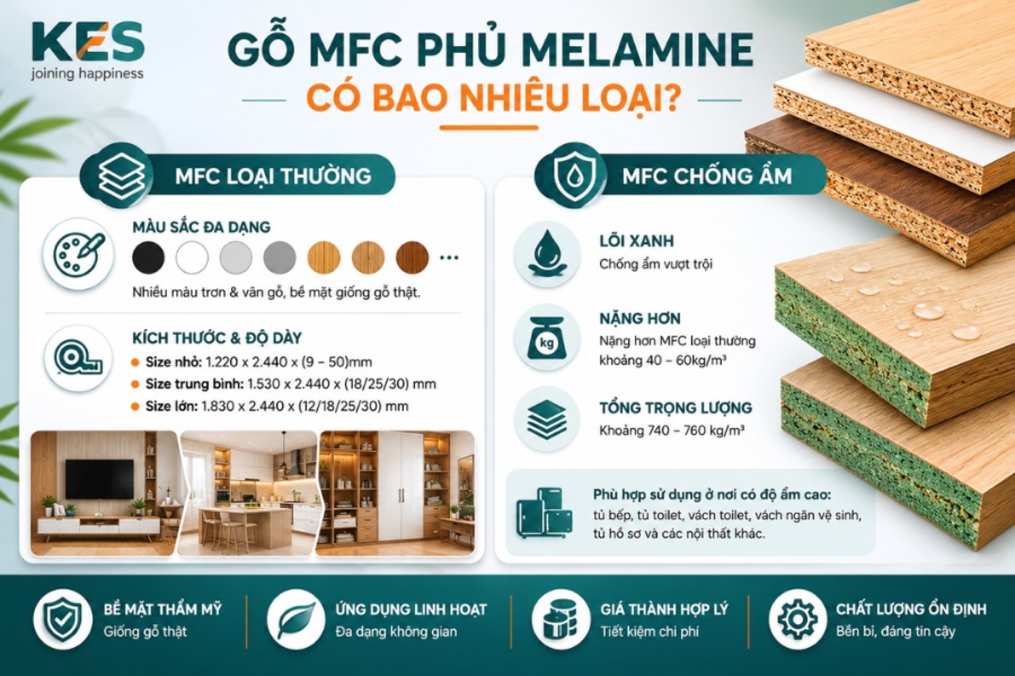 Gỗ MFC phủ melamine có 2 loại Gỗ MFC phủ melamine có 2 loại