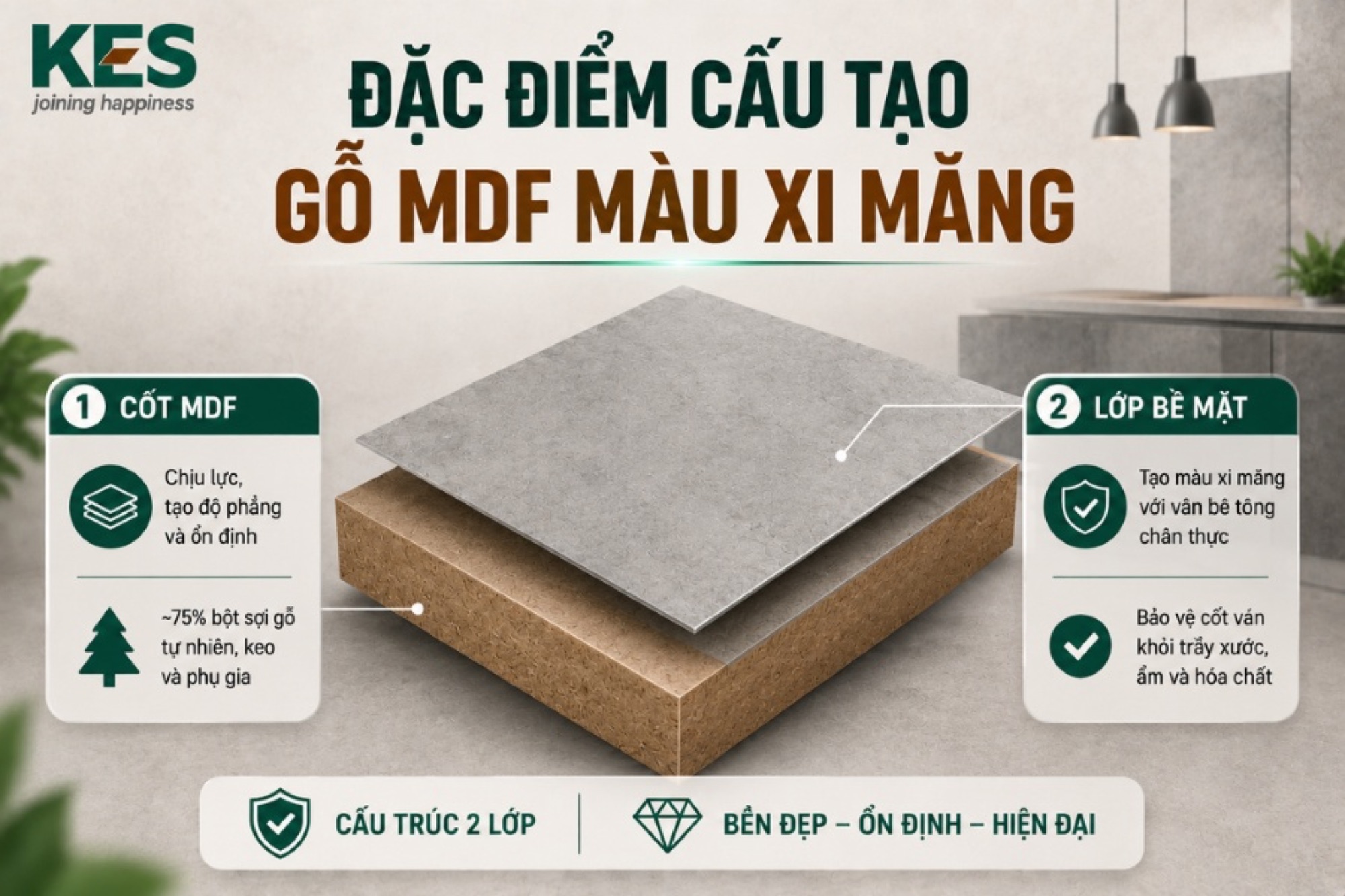 Đặc điểm cấu tạo của gỗ MDF màu xi măng Đặc điểm cấu tạo của gỗ MDF màu xi măng