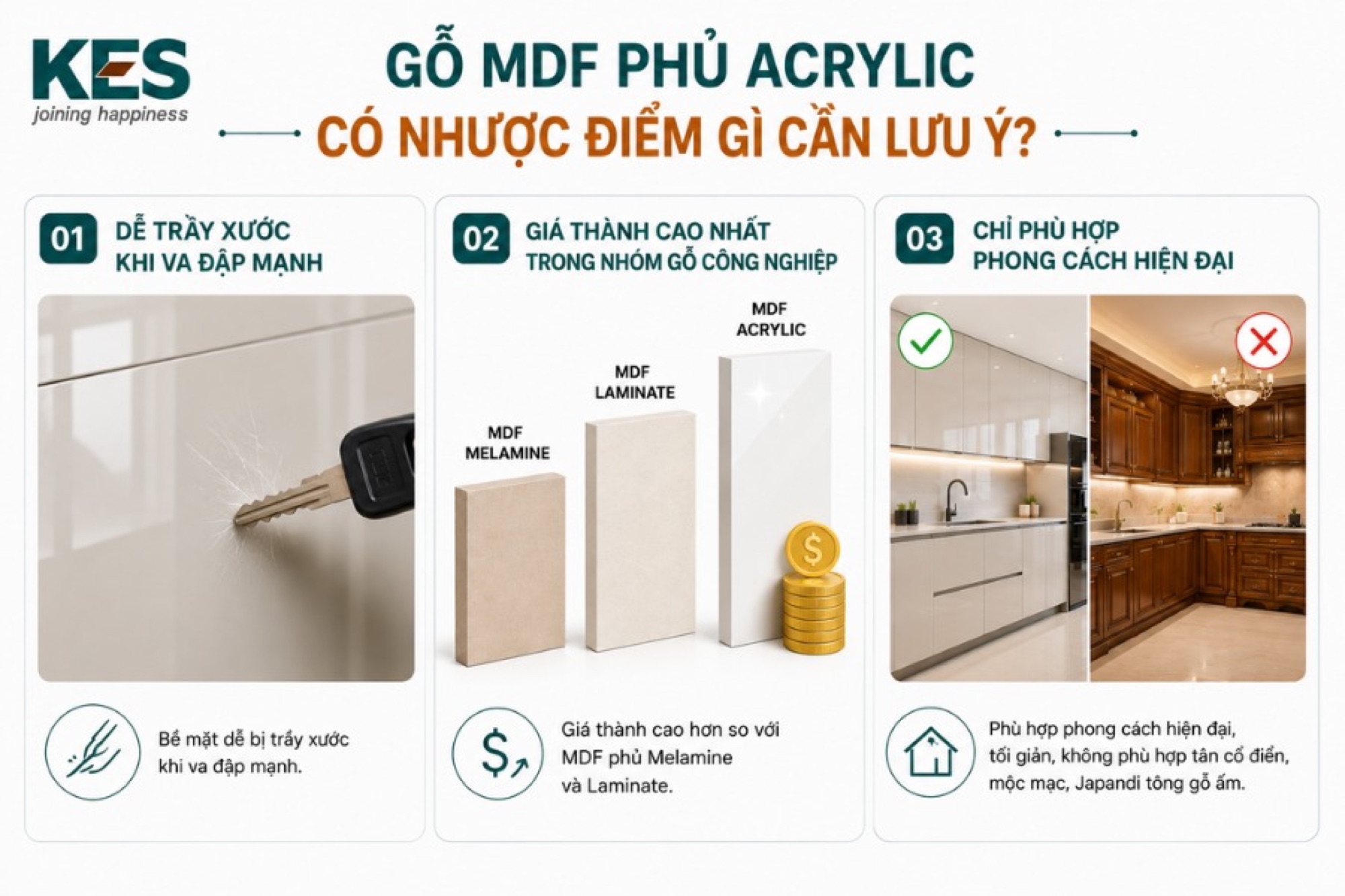 Gỗ MDF phủ Acrylic có những nhược điểm cần cân nhắc