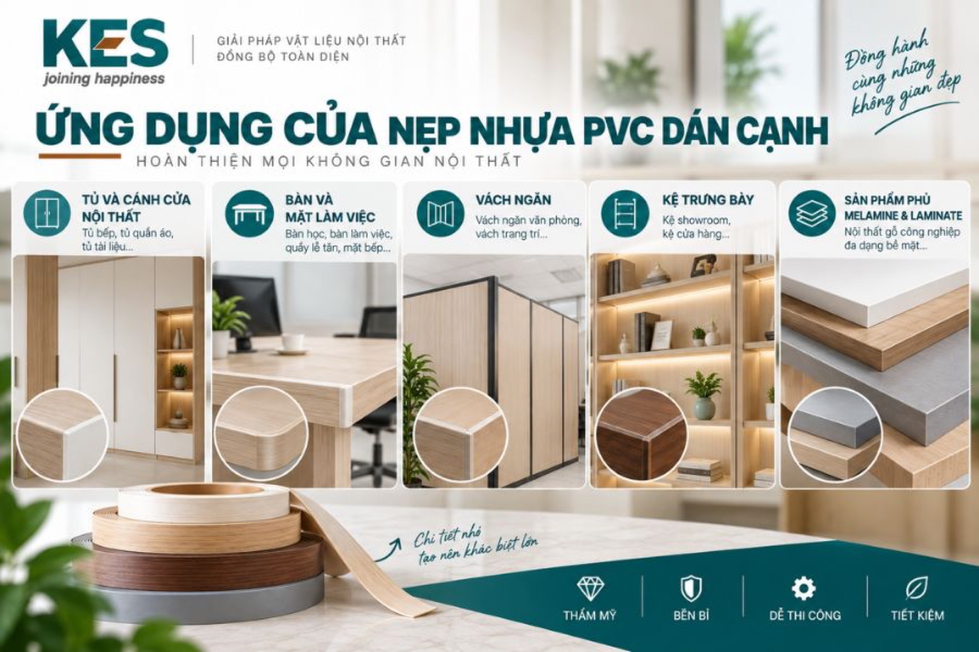 Ứng dụng của nẹp nhựa PVC dán cạnh