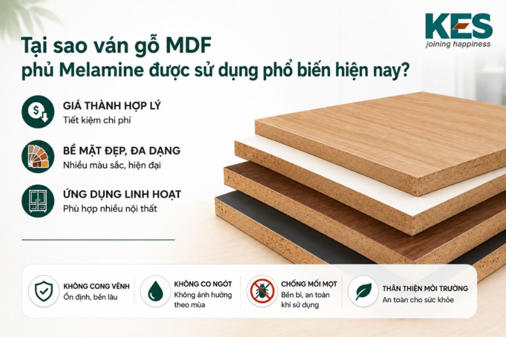 Ván gỗ MDF phủ Melamine được sử dụng phổ biến