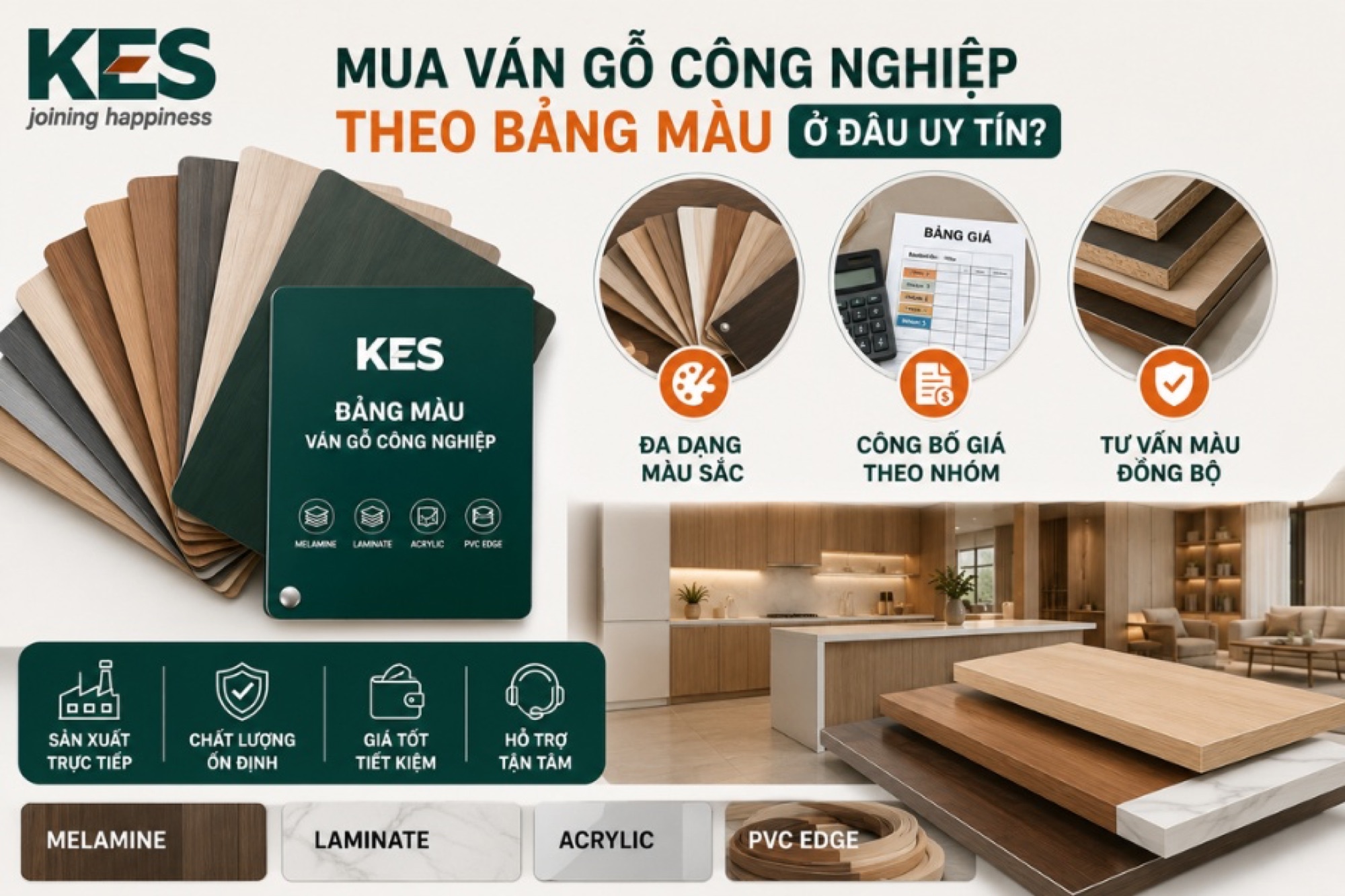 Bạn nên mua ván gỗ công nghiệp theo bảng màu tại KES GROUP Bạn nên mua ván gỗ công nghiệp theo bảng màu tại KES GROUP