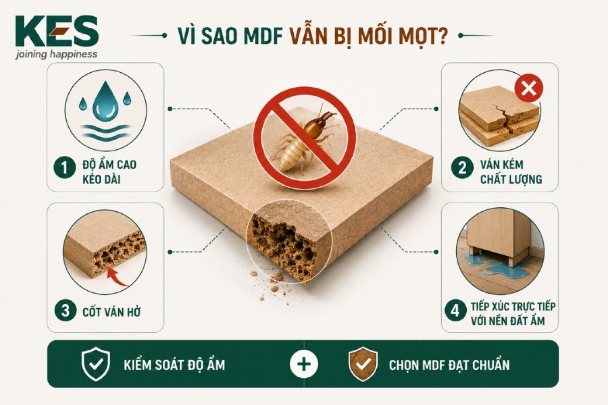 Nguyên nhân khiến ván MDF vẫn bị mối mọt