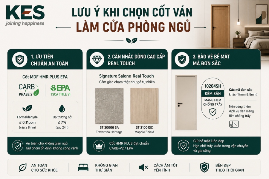 Lưu ý khi chọn cốt ván làm cửa phòng ngủ