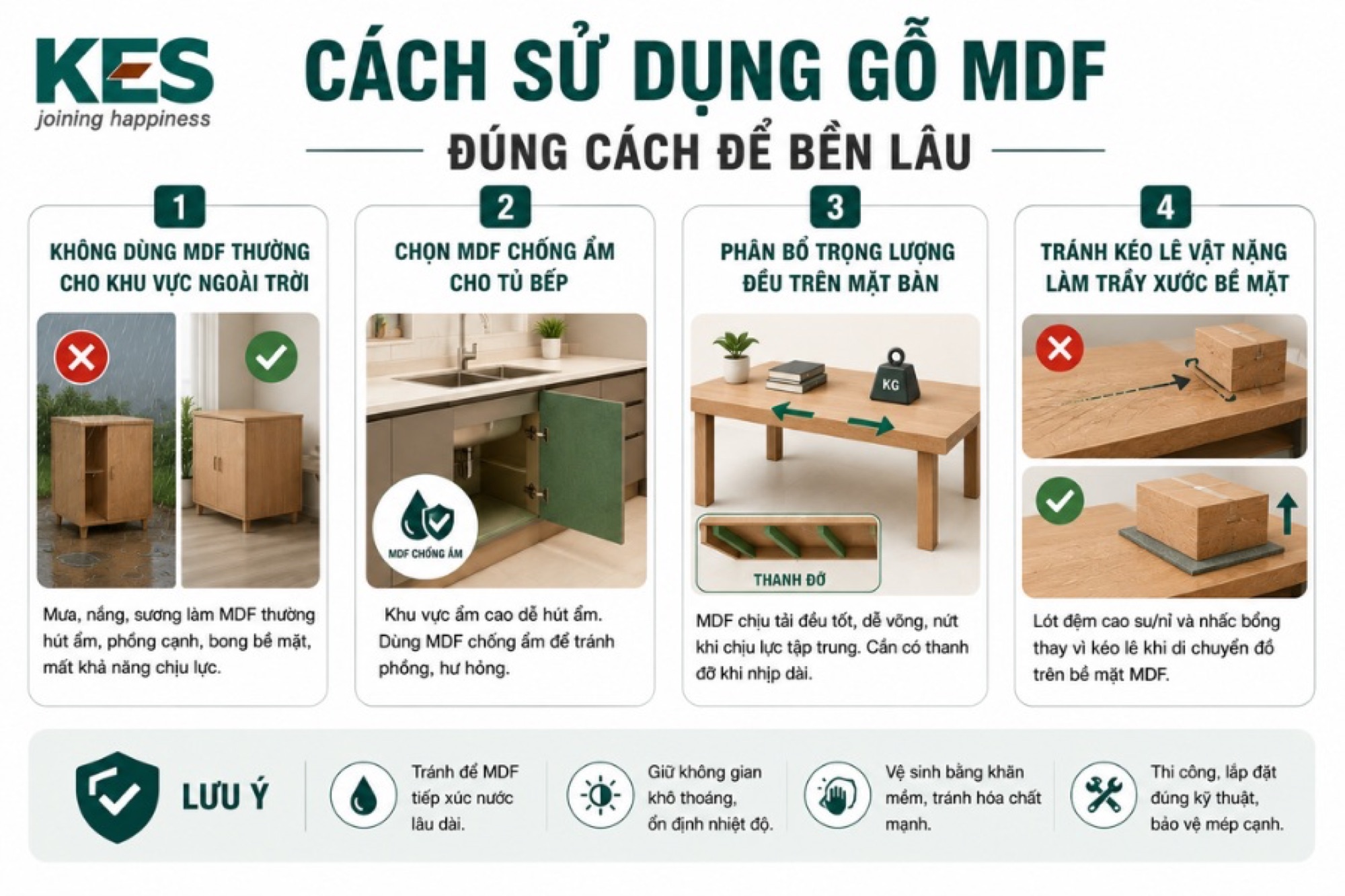 Cách sử dụng gỗ MDF đúng cách để bền lâu