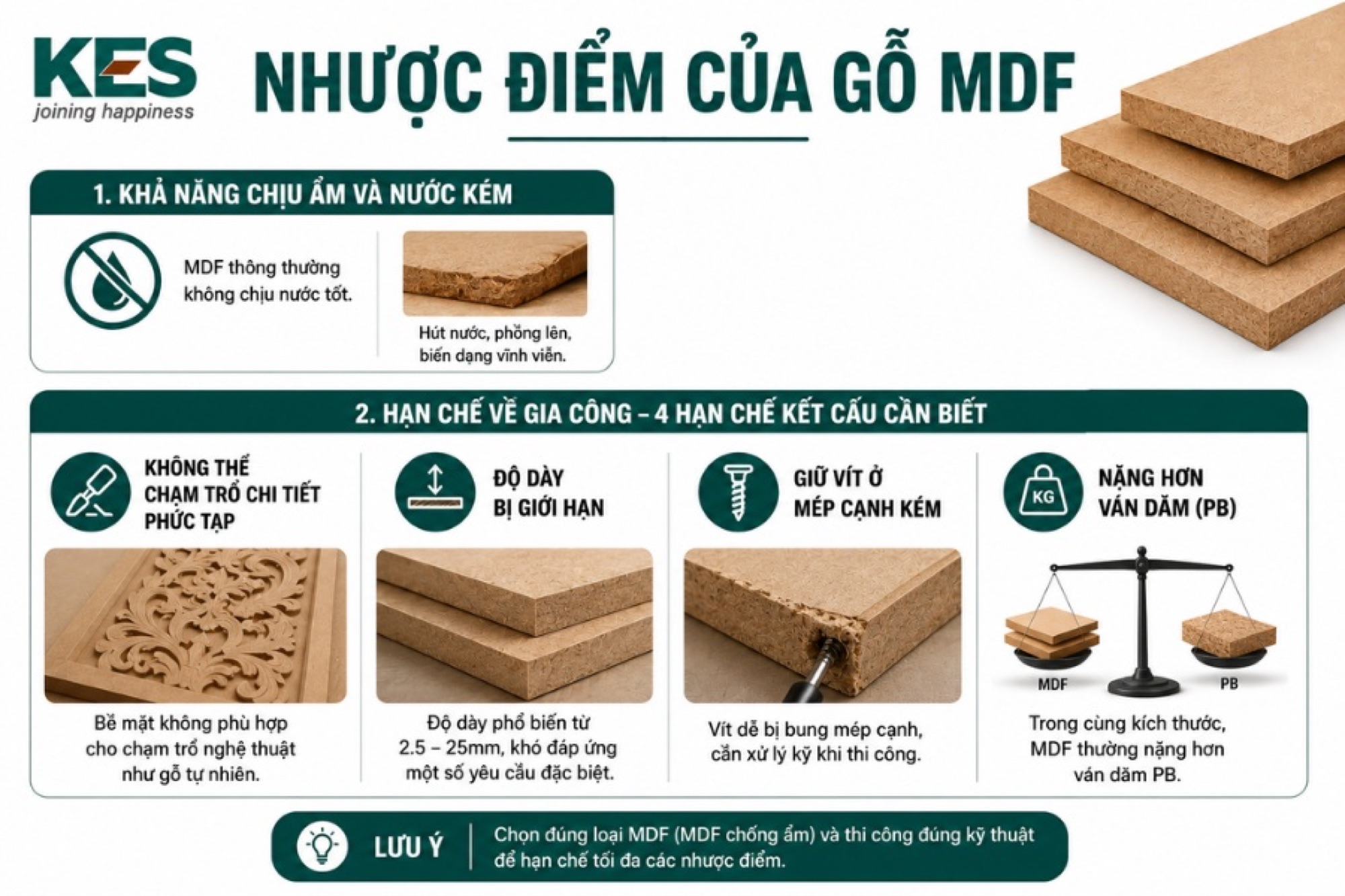 Nhược điểm của gỗ MDF