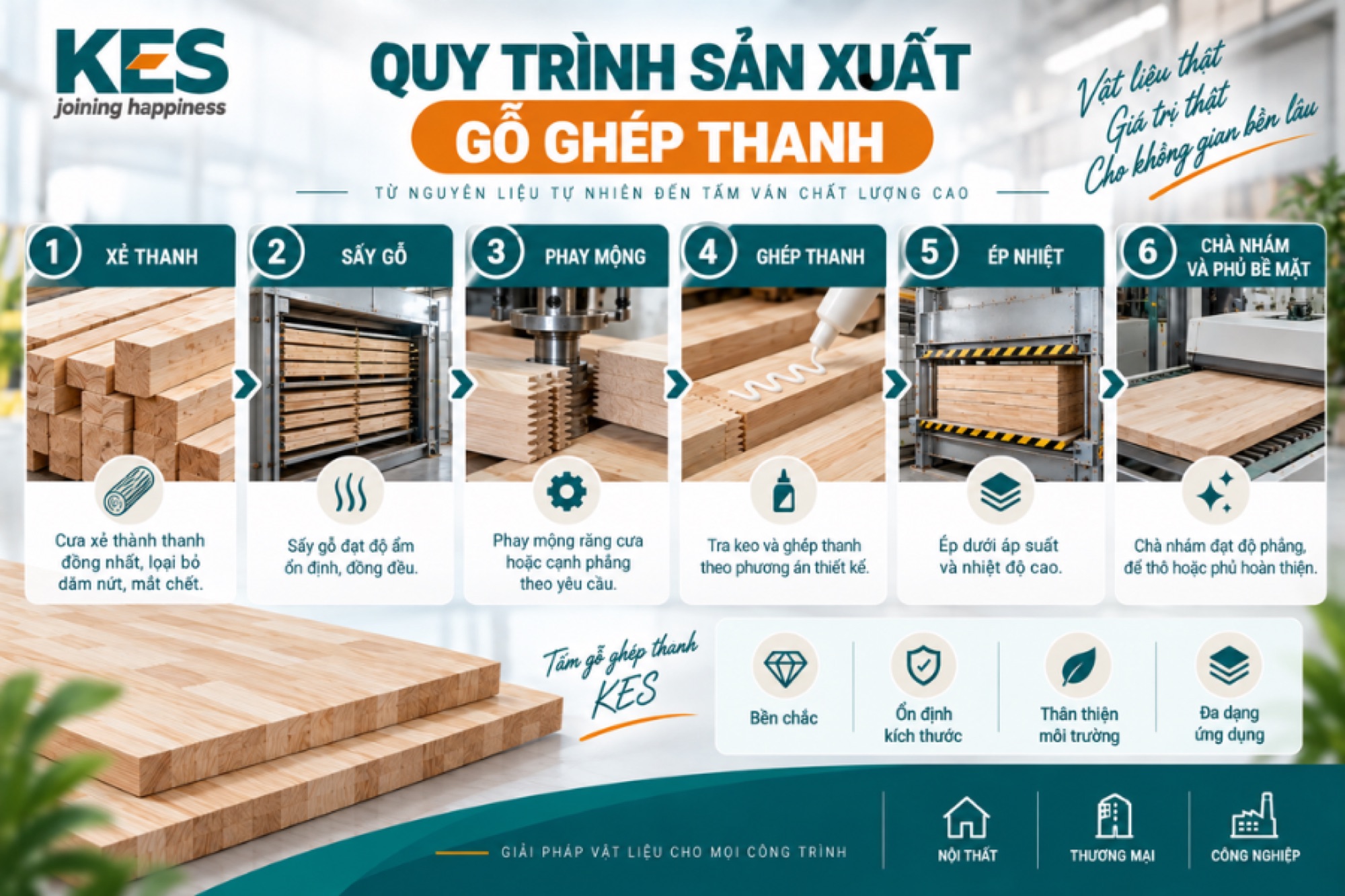 Quy trình sản xuất gỗ ghép thanh