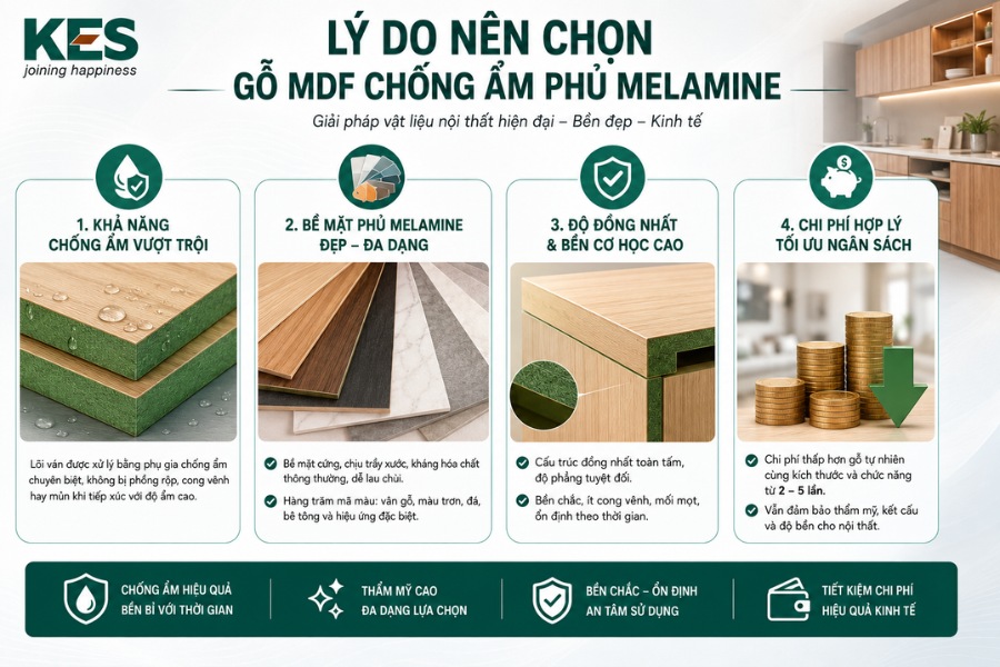 Lý do nên chọn gỗ MDF chống ẩm phủ Melamine
