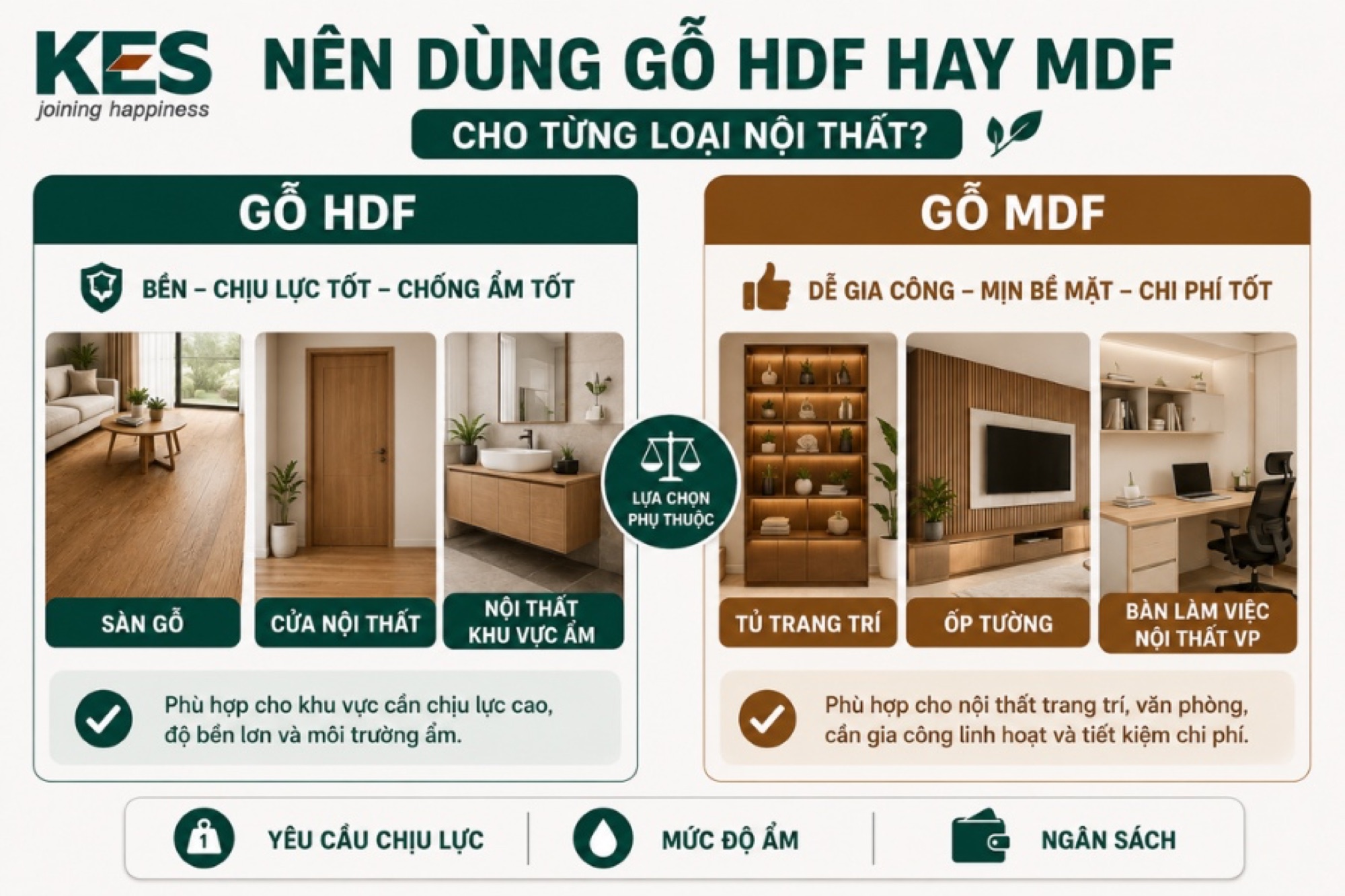 Nên dùng gỗ HDF hay MDF cho từng loại nội thất Nên dùng gỗ HDF hay MDF cho từng loại nội thất