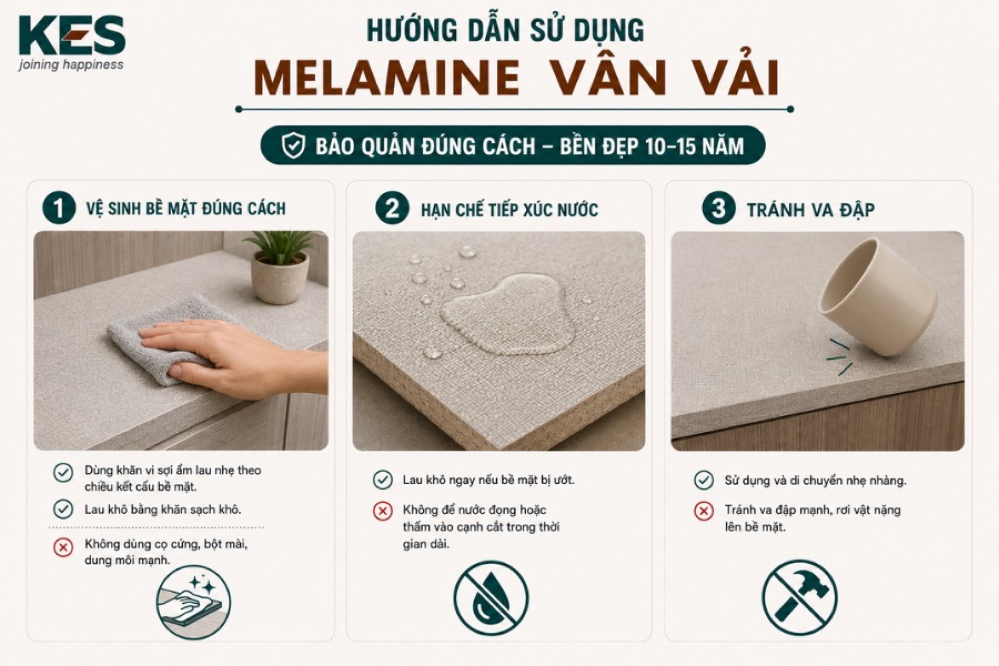 Hướng dẫn sử dụng Melamine vân vải