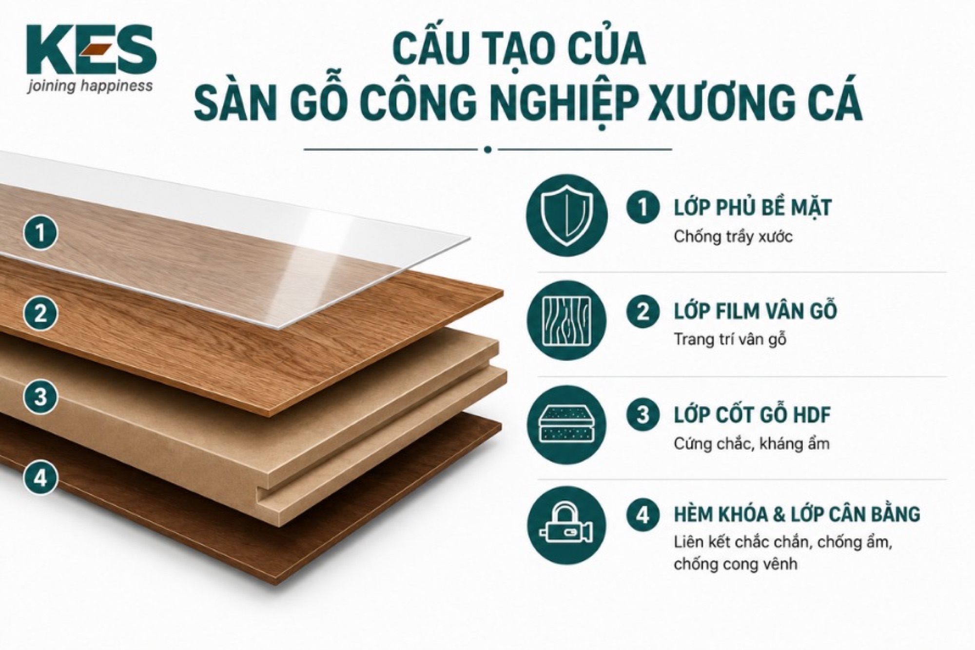 Cấu tạo của sàn gỗ công nghiệp xương cá
