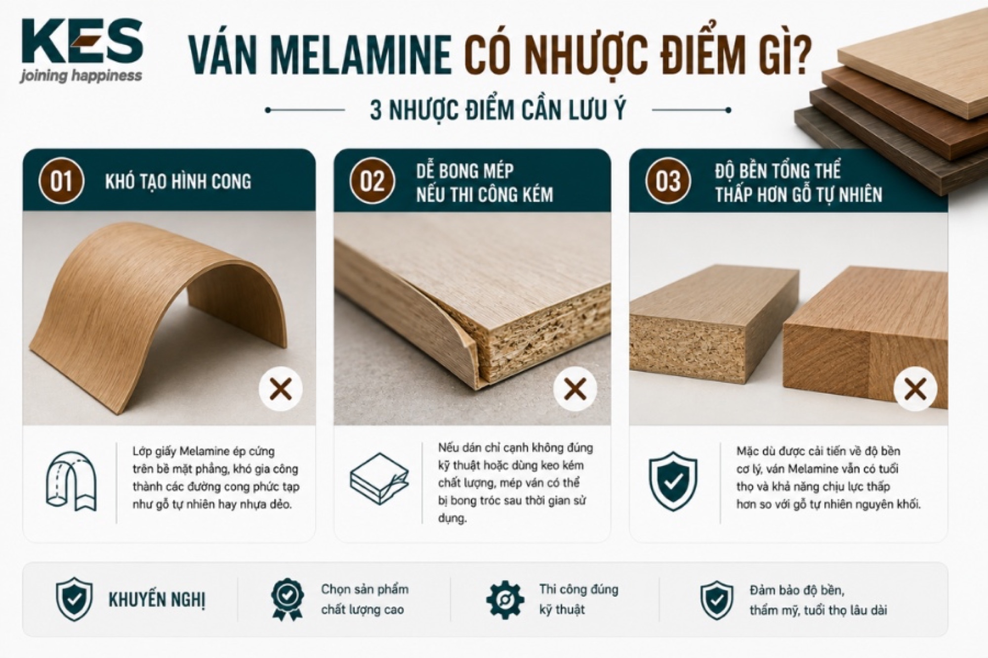 Ván Melamine tồn tại 3 nhược điểm chính Ván Melamine tồn tại 3 nhược điểm chính