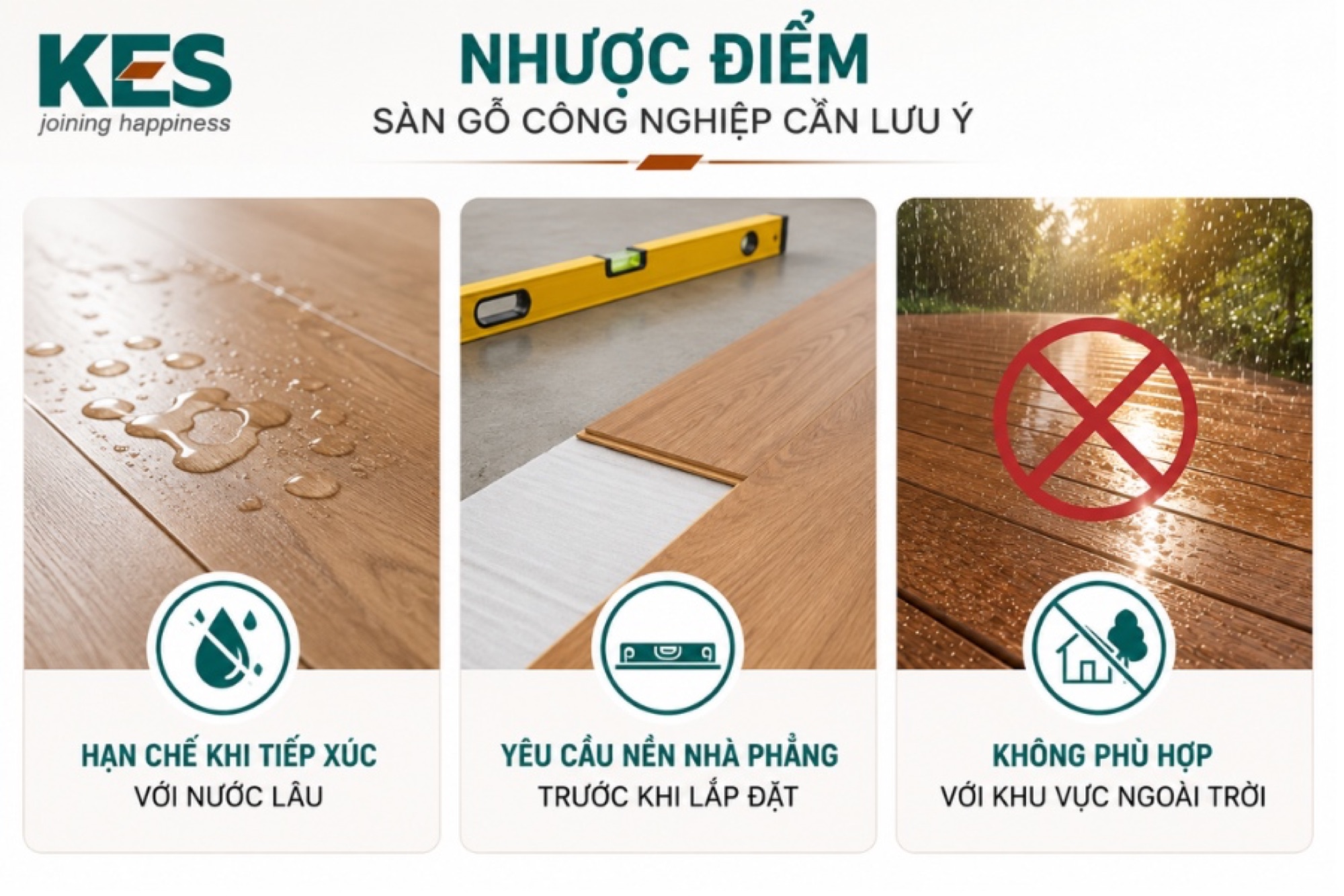 Nhược điểm của sàn gỗ công nghiệp cần lưu ý Nhược điểm của sàn gỗ công nghiệp cần lưu ý