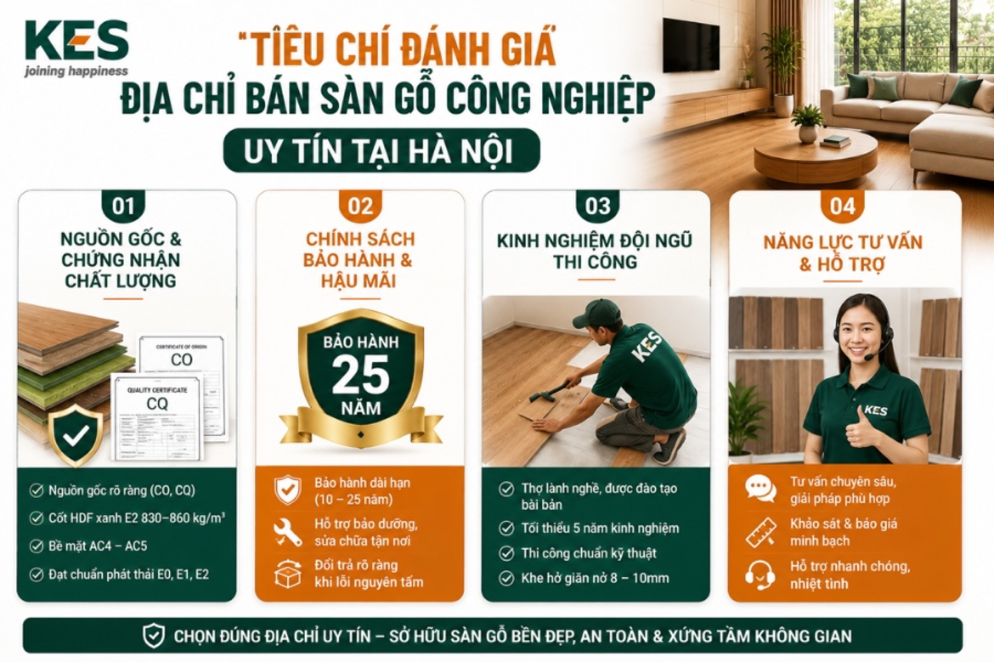 Tiêu chí đánh giá một địa chỉ bán sàn gỗ công nghiệp uy tín tại Hà Nội