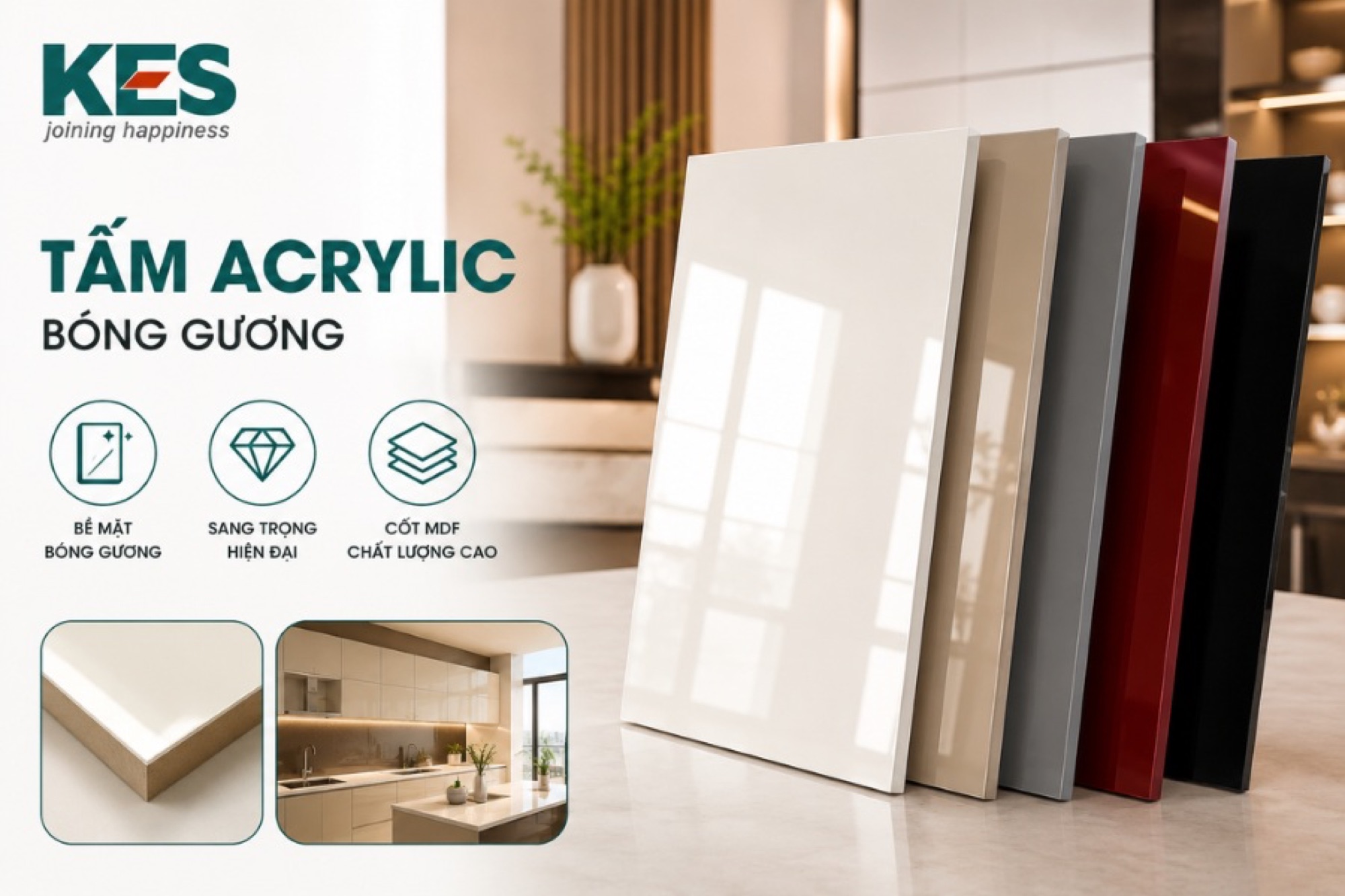 Tấm Acrylic bóng gương là dòng ván gỗ công nghiệp phủ Acrylic cao cấp Tấm Acrylic bóng gương là dòng ván gỗ công nghiệp phủ Acrylic cao cấp