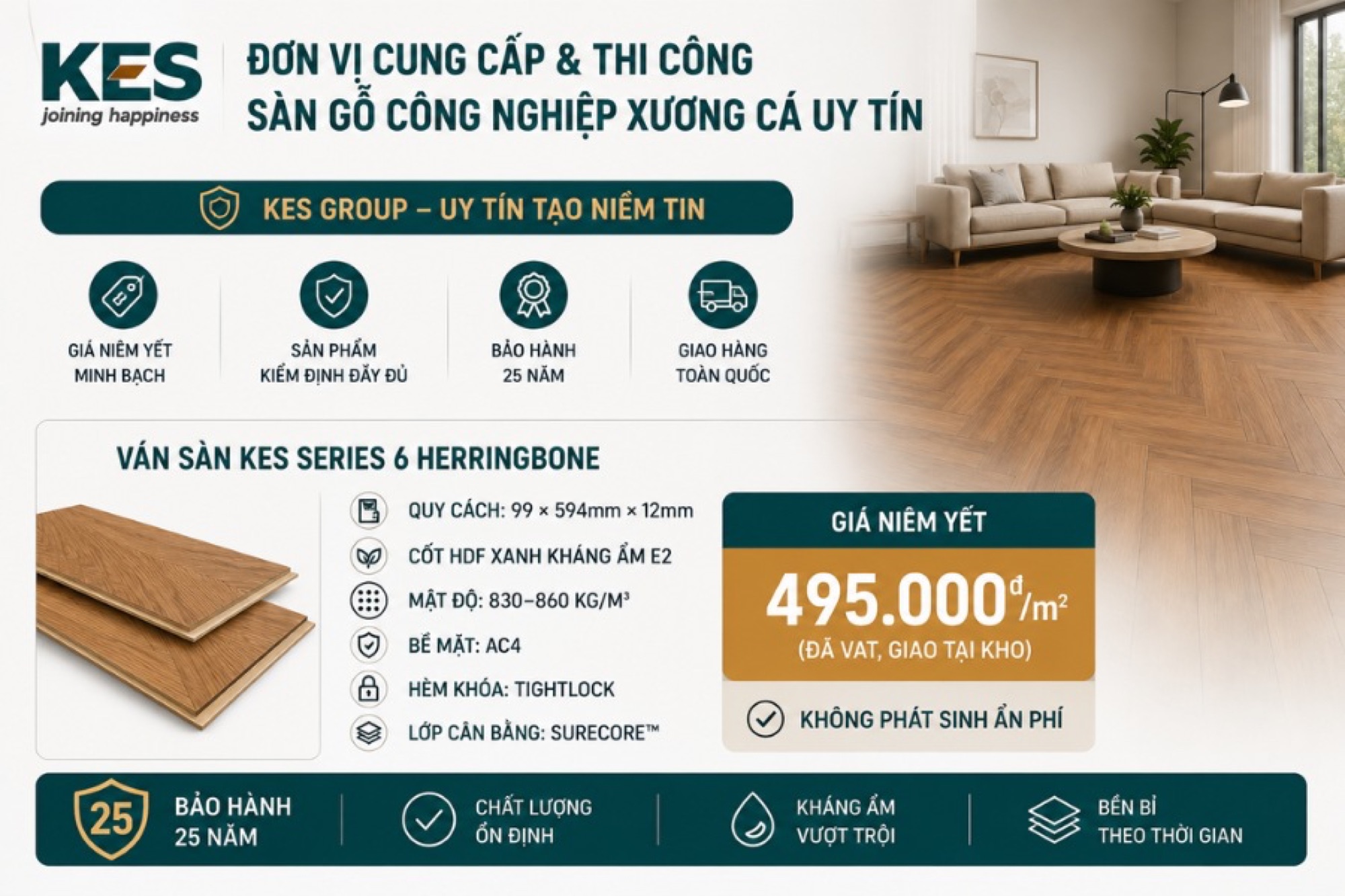 Đơn vị cung cấp và thi công sàn gỗ công nghiệp xương cá uy tín