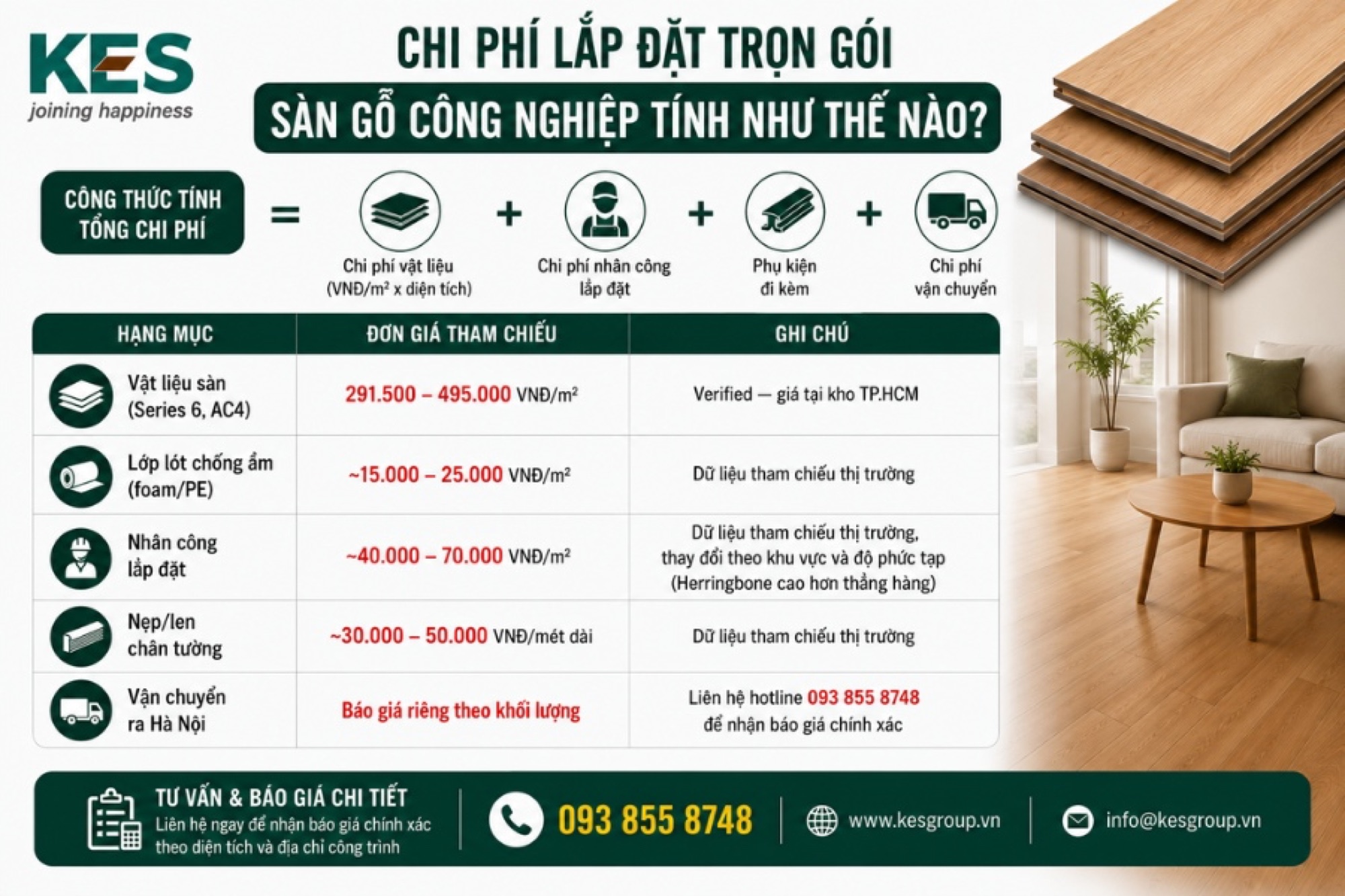 Chi phí lắp đặt trọn gói sàn gỗ công nghiệp Chi phí lắp đặt trọn gói sàn gỗ công nghiệp