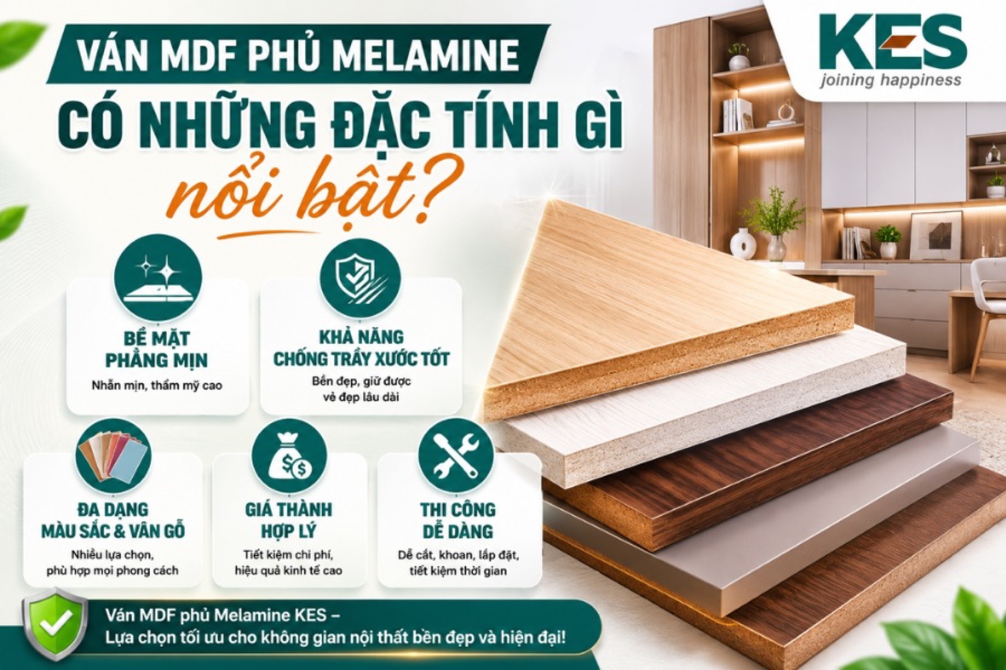 Ván MDF phủ Melamine KES sở hữu nhiều ưu điểm vượt trội