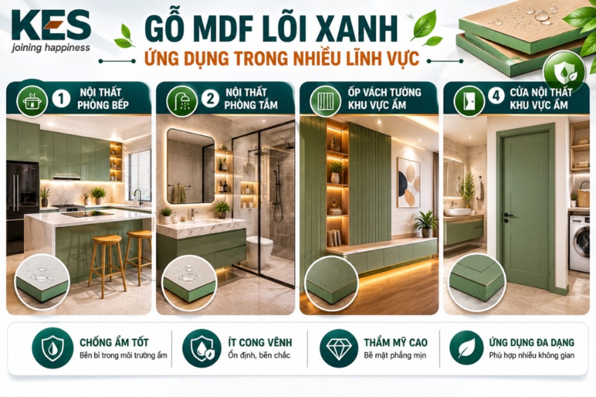 Gỗ MDF lõi xanh được ứng dụng trong những lĩnh vực
