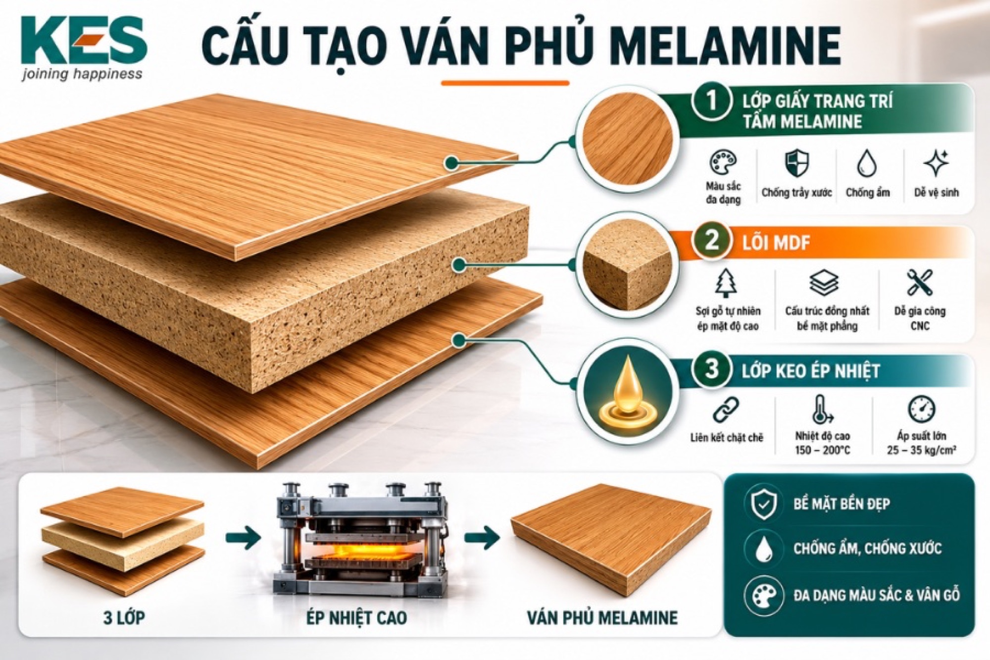 Cấu tạo của ván phủ Melamine Cấu tạo của ván phủ Melamine