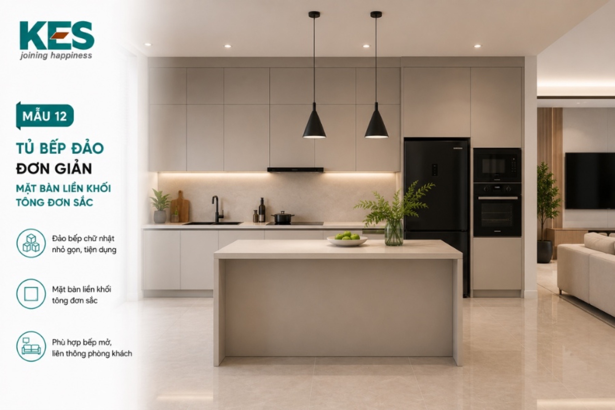 Tủ bếp đảo đơn giản Tủ bếp đảo đơn giản