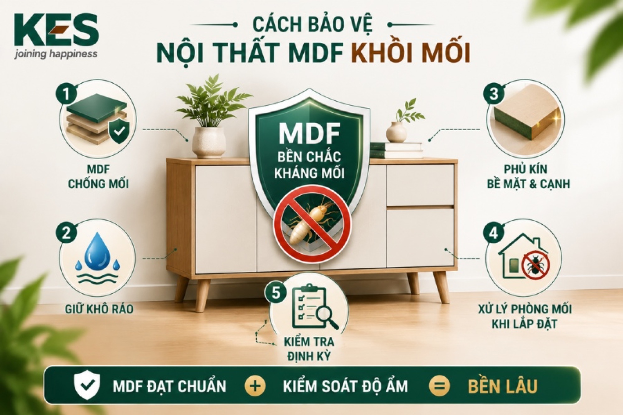 Cách bảo vệ nội thất ván MDF khỏi mối bền lâu