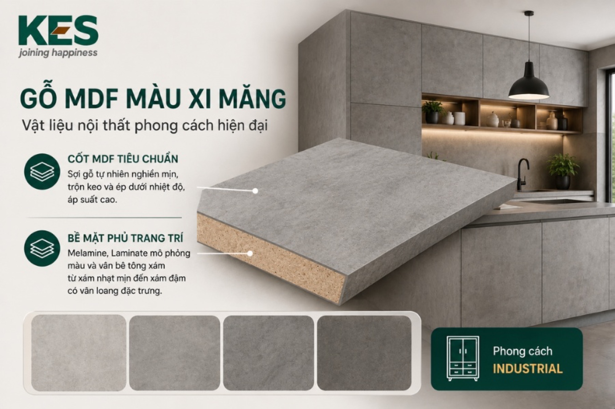 Gỗ MDF màu xi măng Gỗ MDF màu xi măng