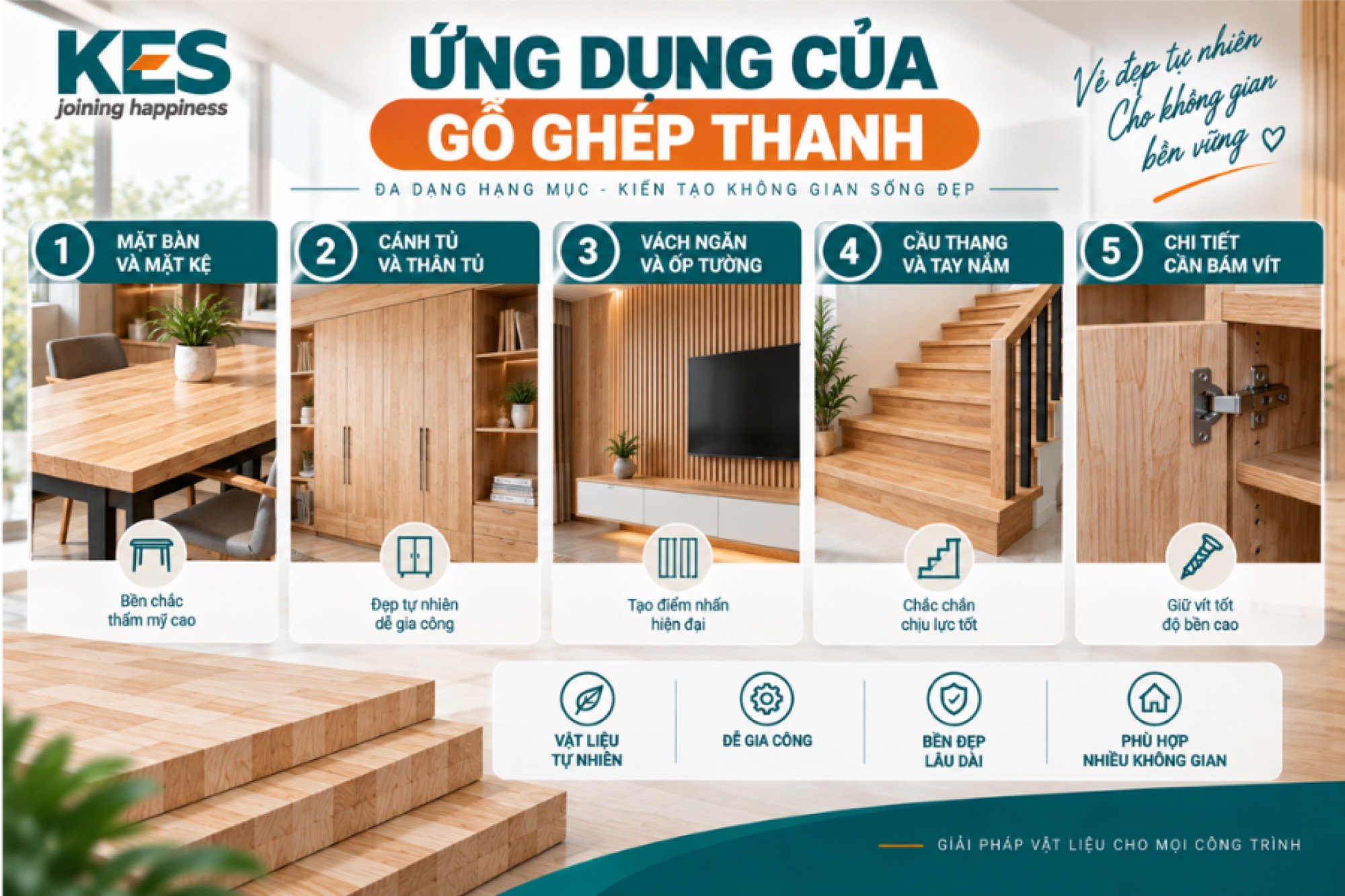 Ứng dụng của gỗ ghép thanh trong nội thất