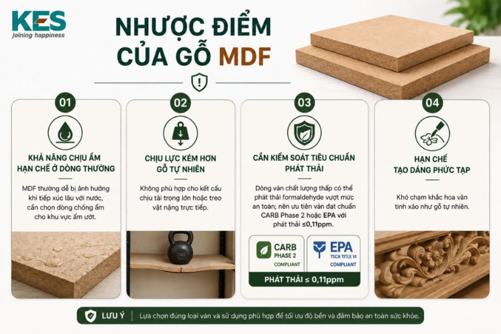 Nhược điểm của gỗ MDF