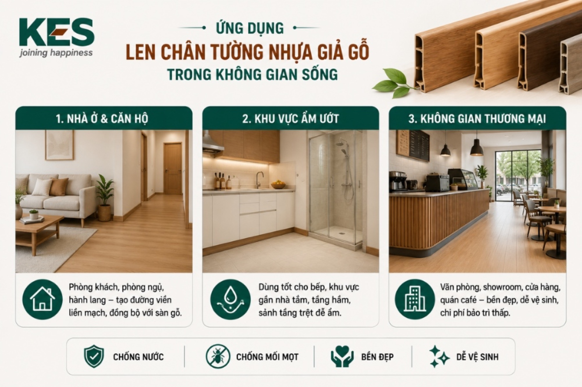 Ứng dụng của len chân tường nhựa giả gỗ trong không gian sống Ứng dụng của len chân tường nhựa giả gỗ trong không gian sống