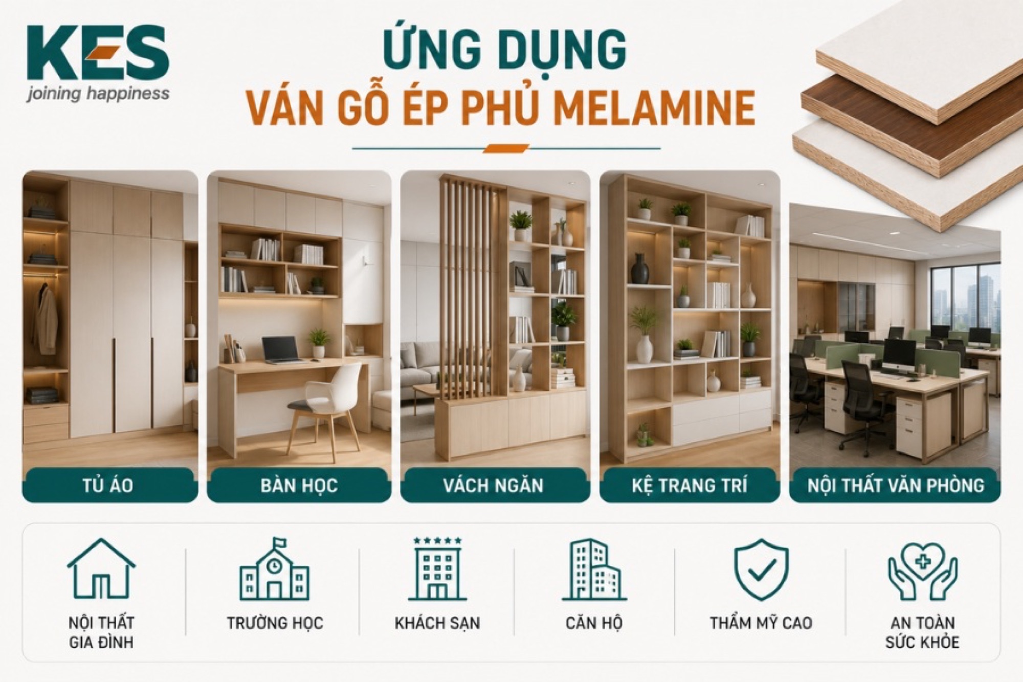 Ứng dụng của ván gỗ ép phủ Melamine trong thực tế