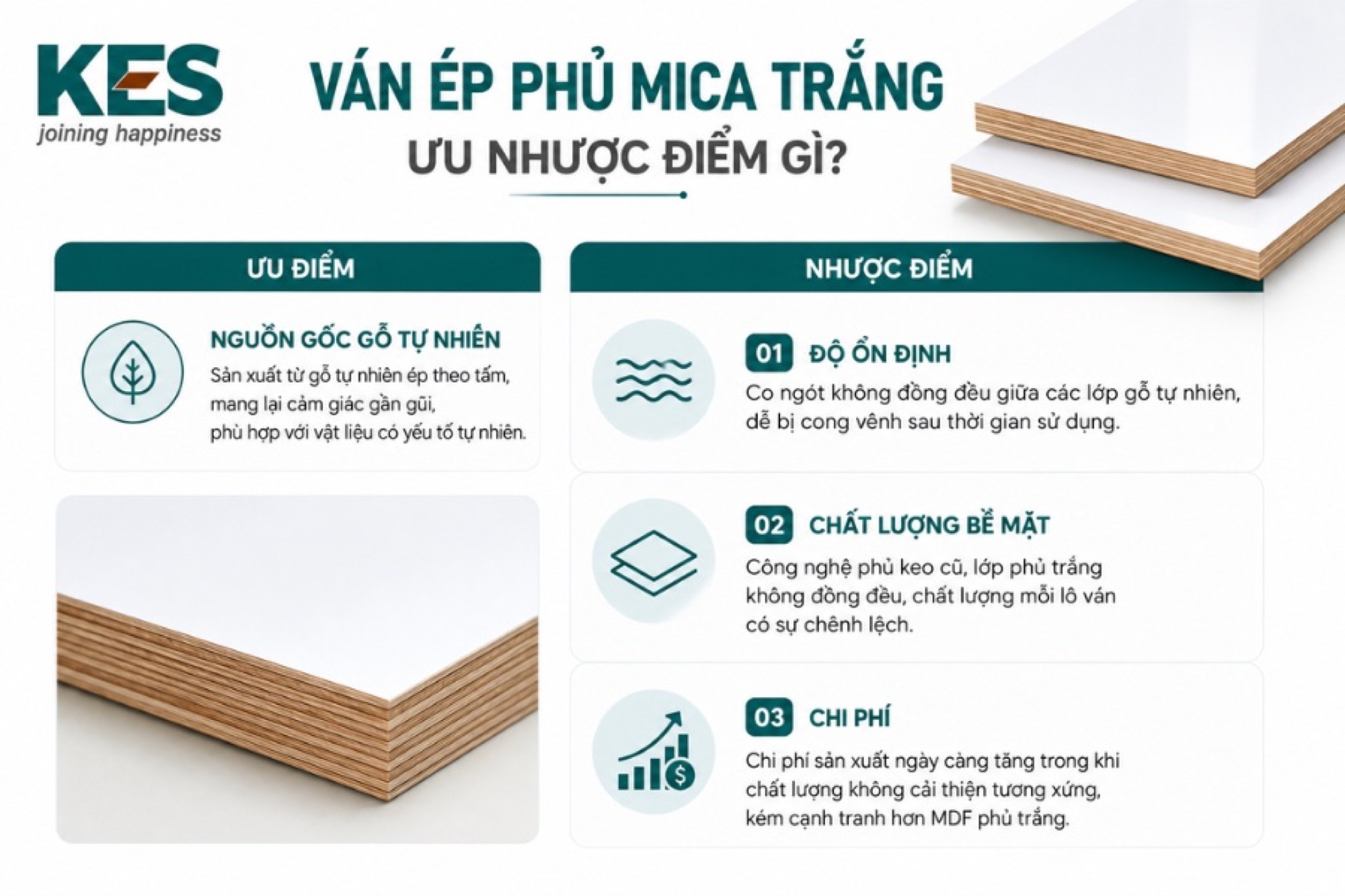 Ván ép phủ mica trắng có ưu nhược điểm Ván ép phủ mica trắng có ưu nhược điểm