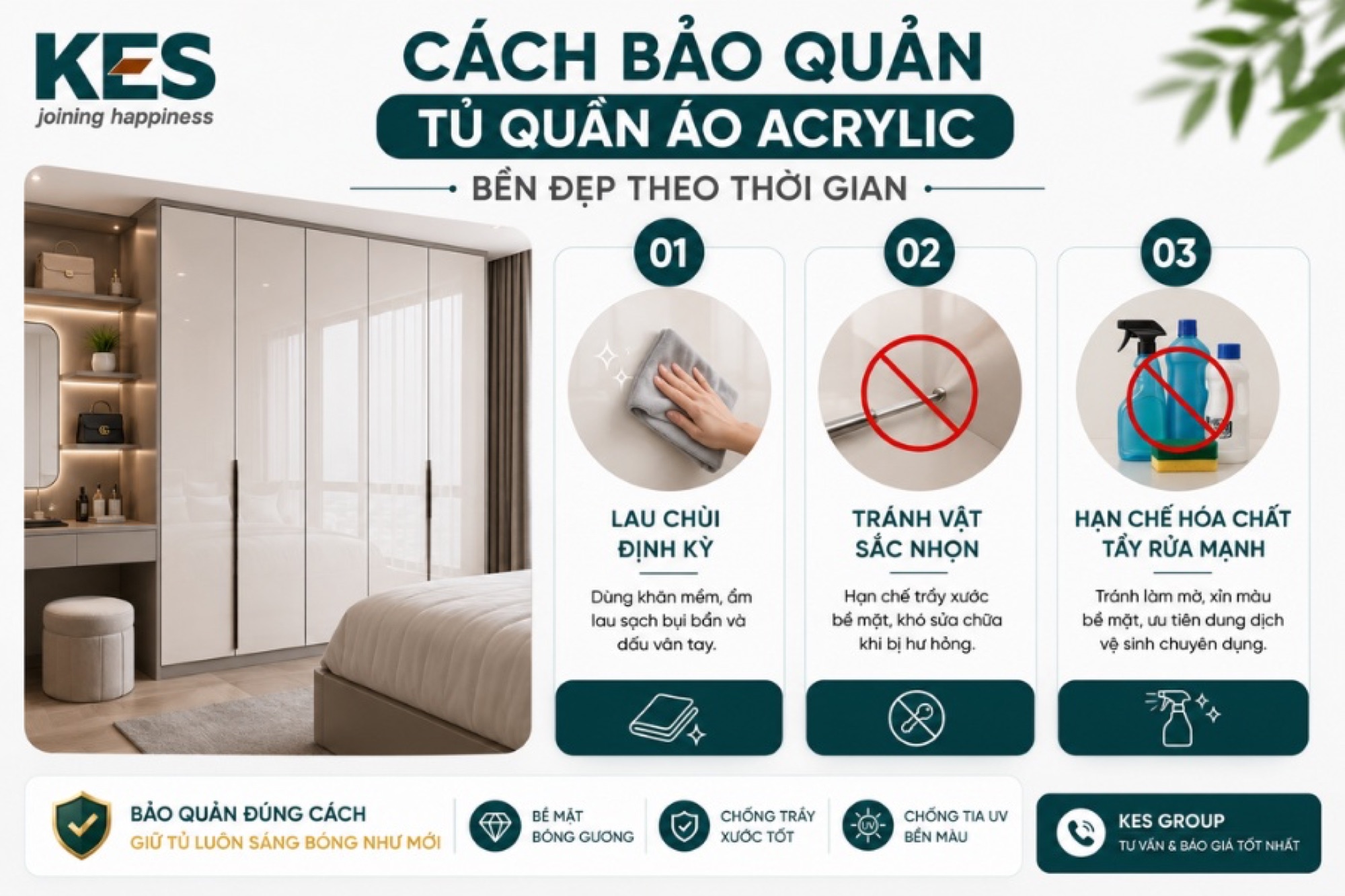 Cách bảo quản tủ quần áo Acrylic bền đẹp theo thời gian Cách bảo quản tủ quần áo Acrylic bền đẹp theo thời gian