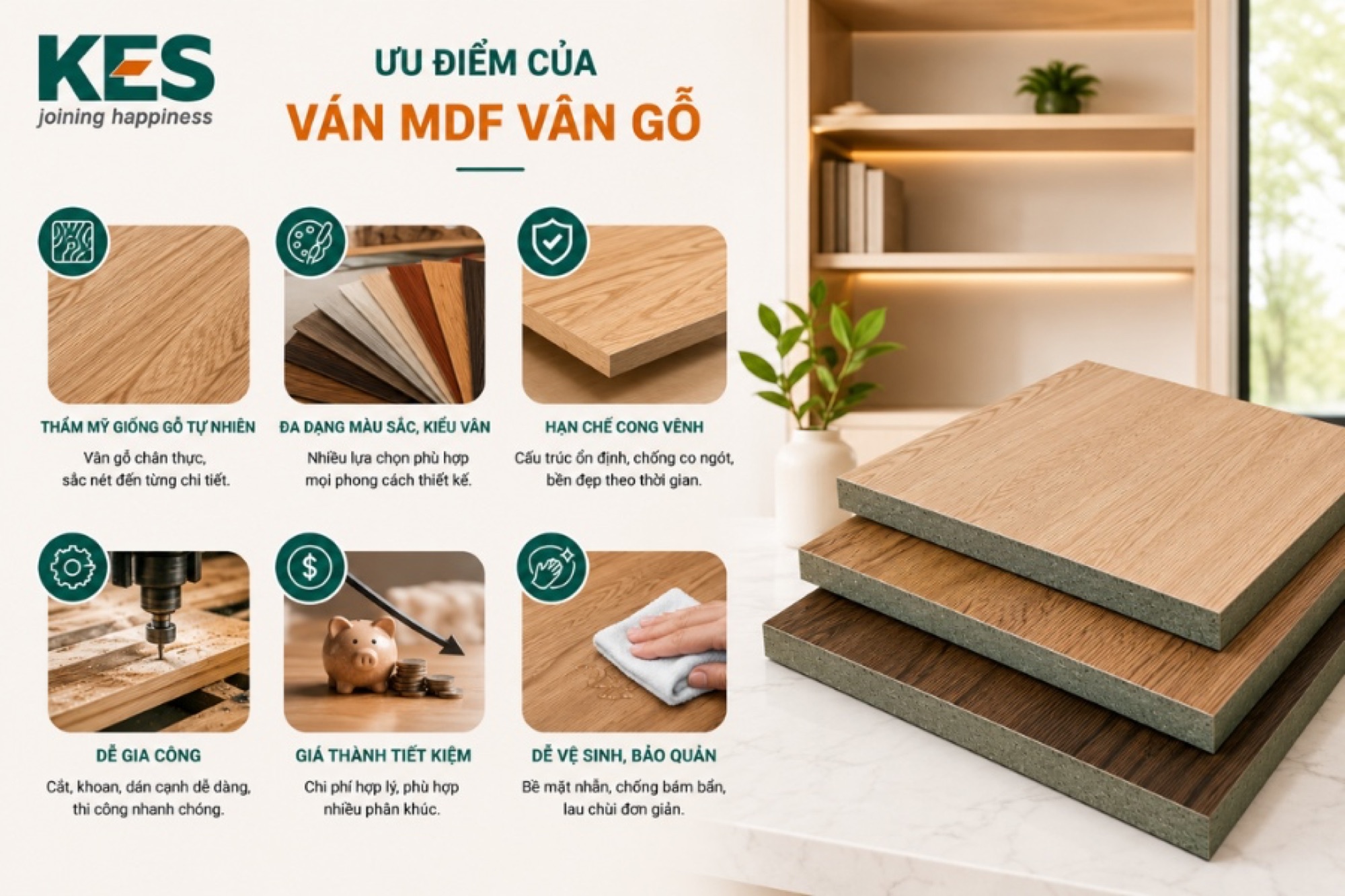 Ưu điểm của ván MDF vân gỗ