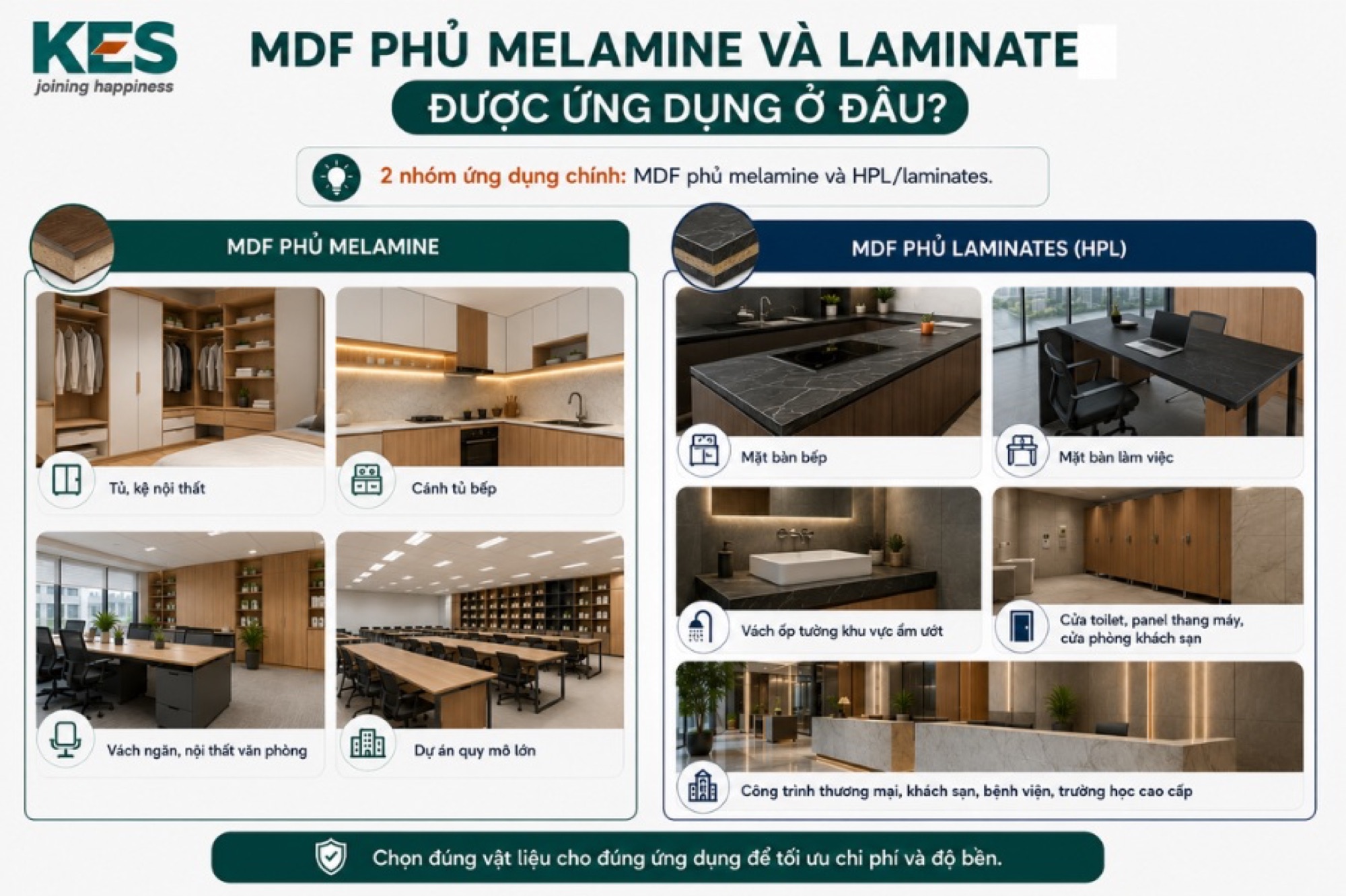 Ứng dụng MDF Phủ Melamine và Laminate