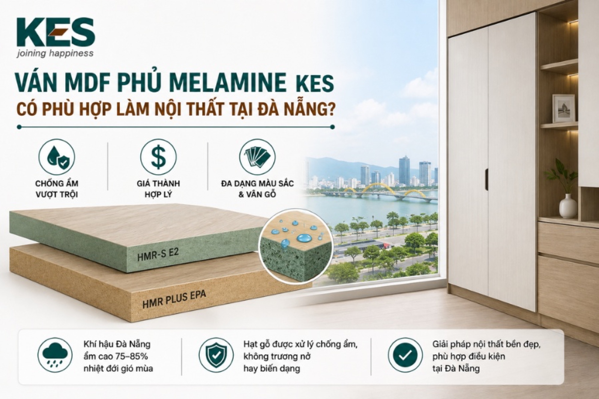 Ván MDF phủ Melamine KES có phù hợp làm nội thất tại Đà Nẵng