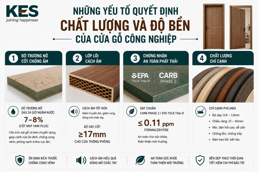 Những yếu tố quyết định chất lượng và độ bền của cửa gỗ công nghiệp Những yếu tố quyết định chất lượng và độ bền của cửa gỗ công nghiệp
