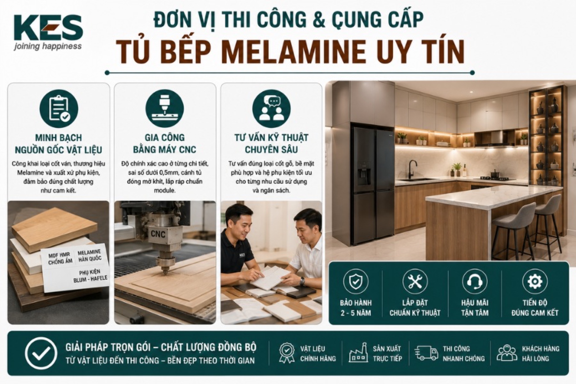 Đơn vị thi công và cung cấp tủ bếp Melamine uy tín
