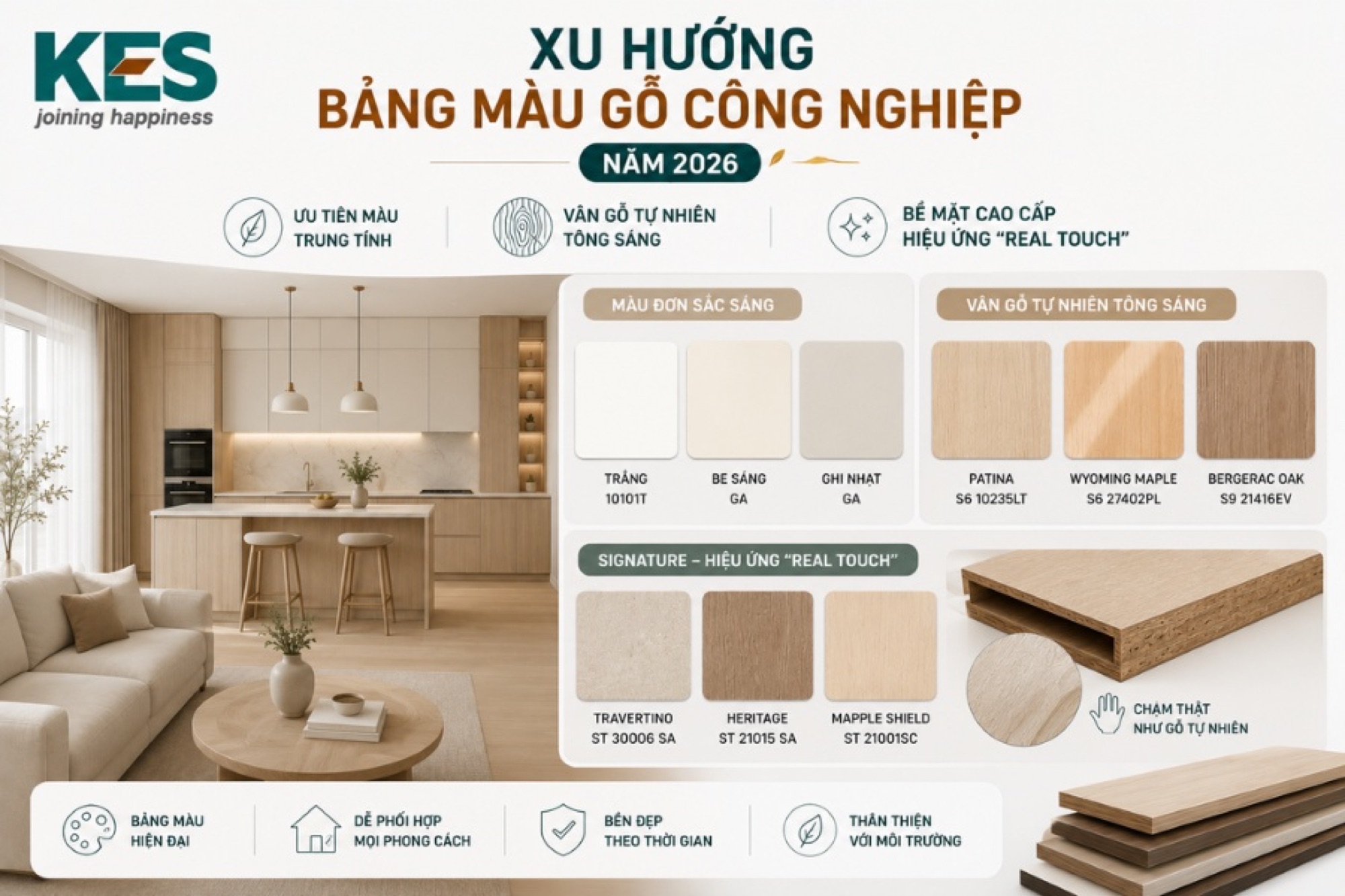 Xu hướng bảng màu gỗ công nghiệp trong năm 2026 Xu hướng bảng màu gỗ công nghiệp trong năm 2026