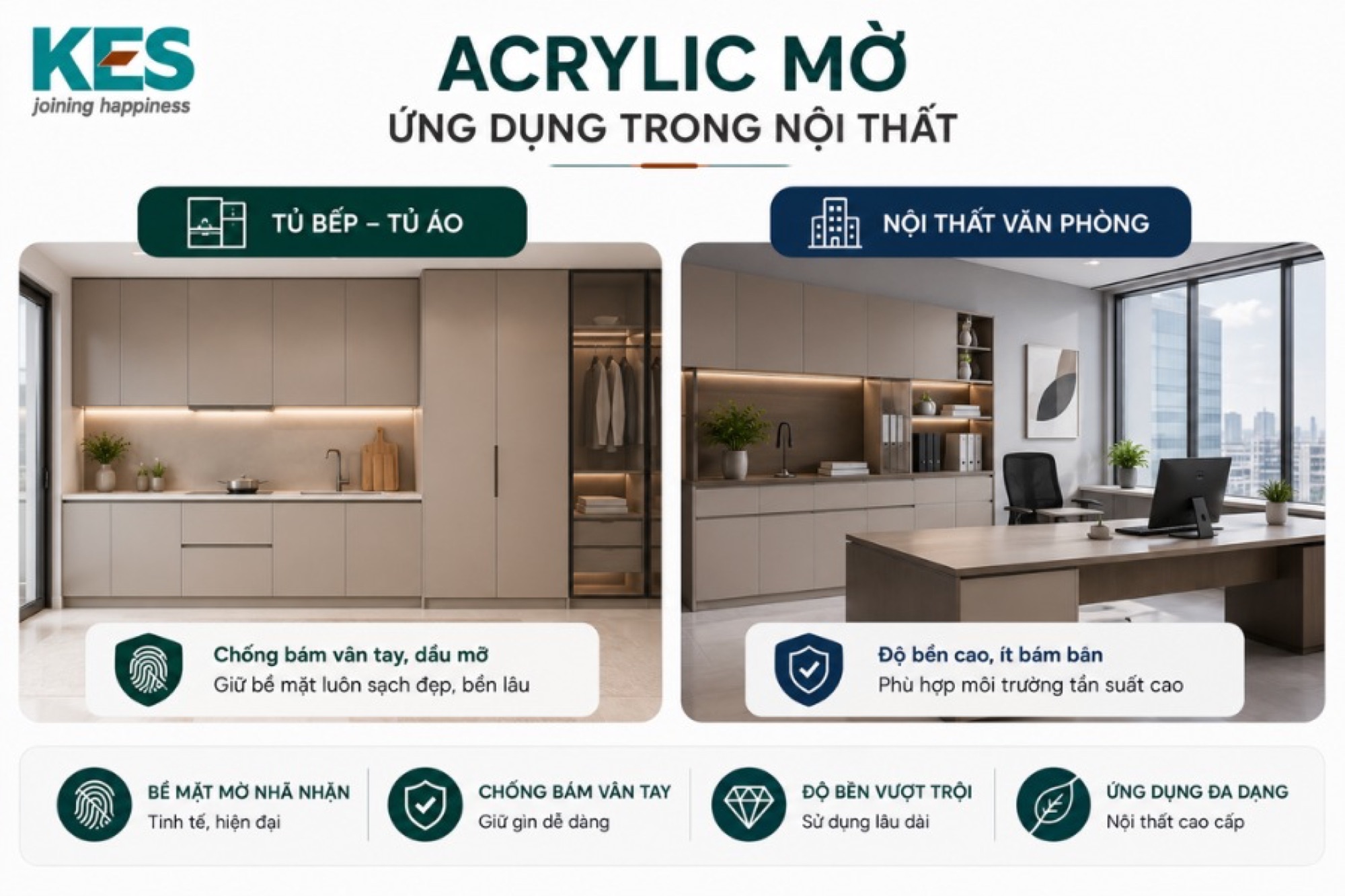 Acrylic mờ được ứng dụng trong nội thất