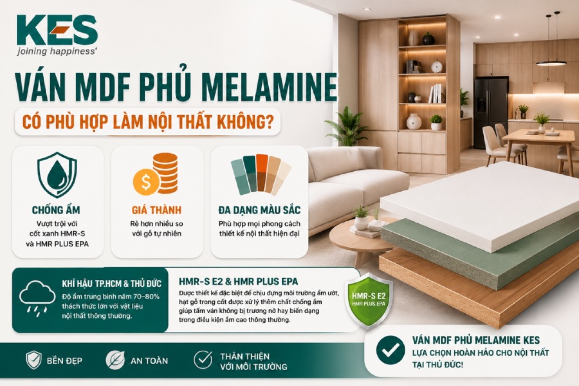 Ván MDF phủ Melamine có phù hợp làm nội thất