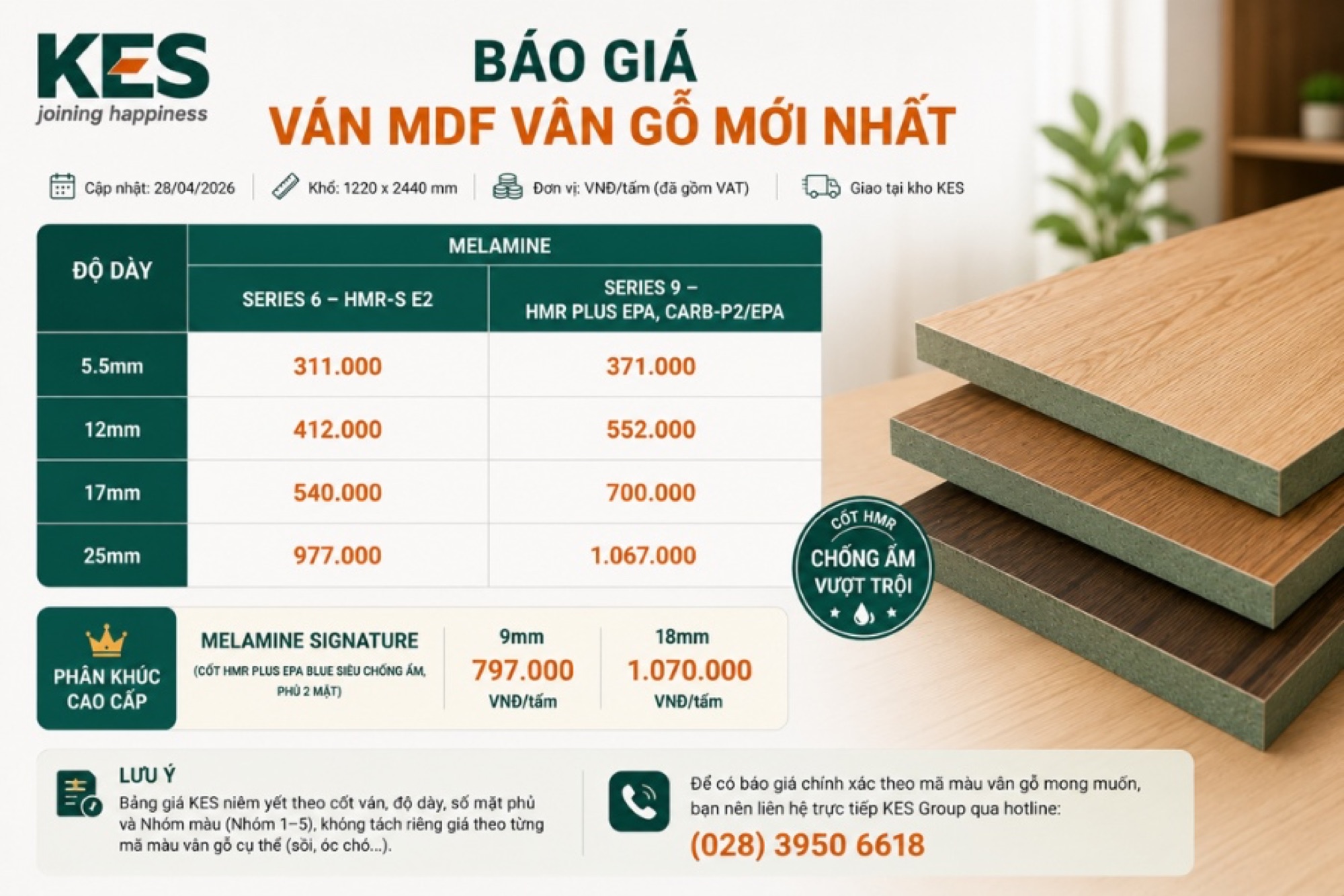 Báo giá ván MDF vân gỗ mới nhất