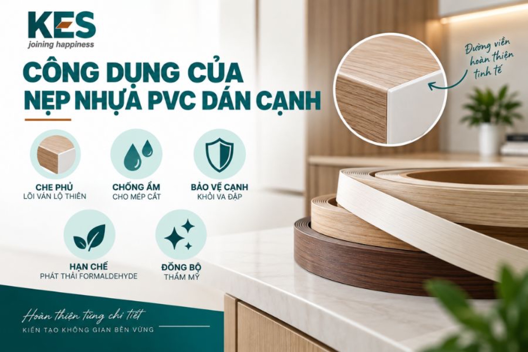 Công dụng của nẹp nhựa PVC dán cạnh