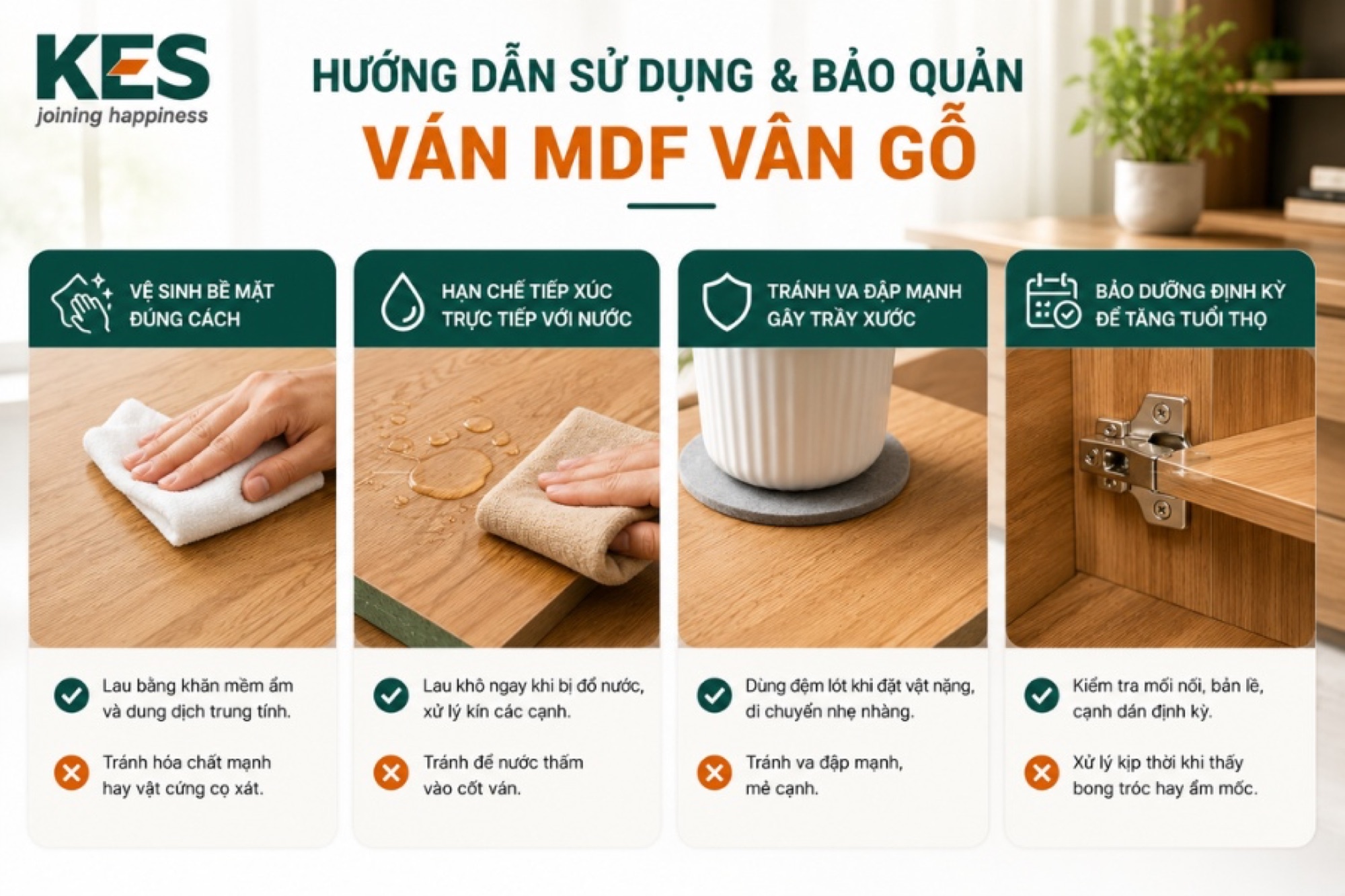 Hướng dẫn sử dụng và bảo quản ván MDF vân gỗ