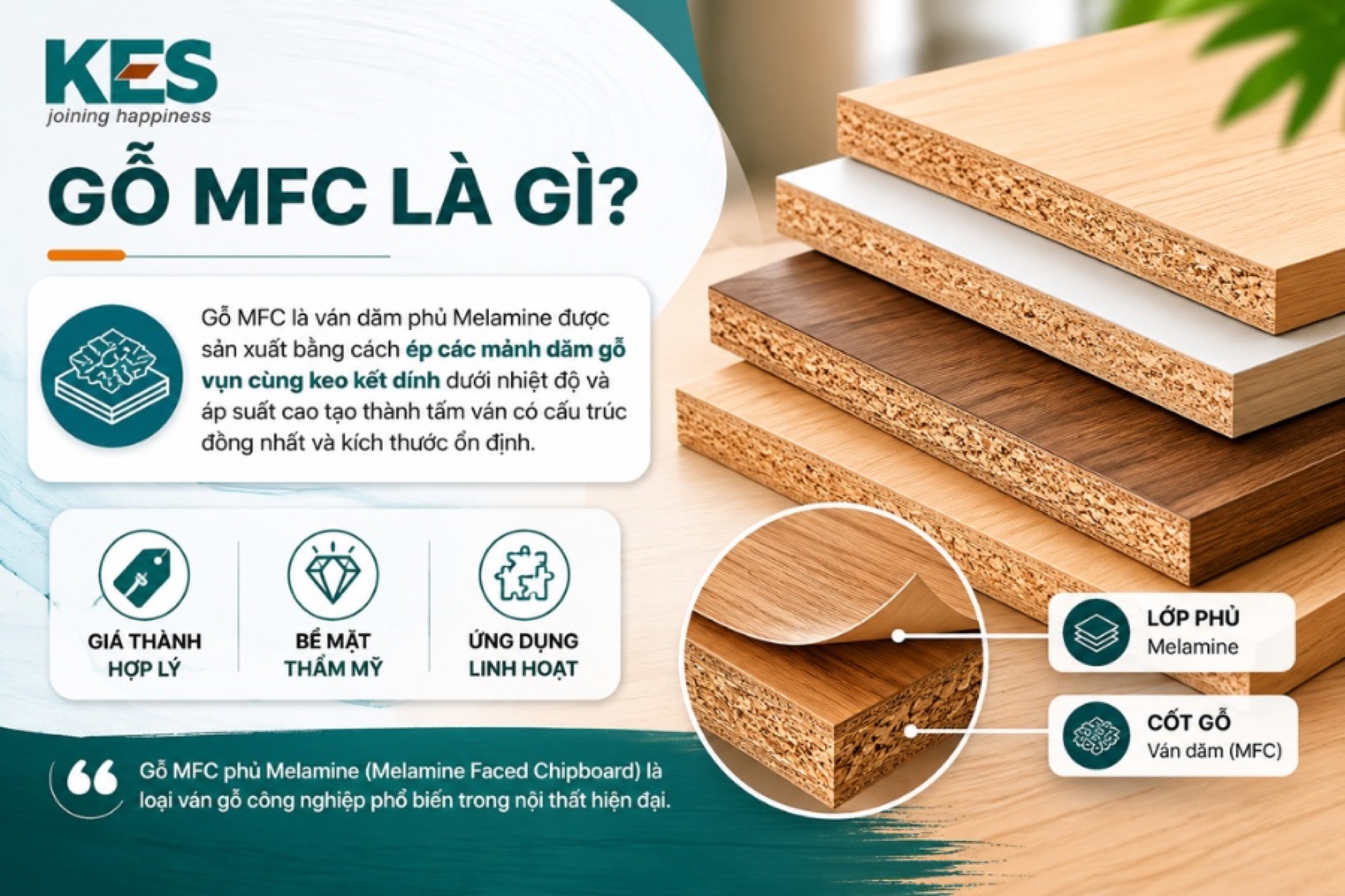 Gỗ MFC là ván dăm phủ Melamine Gỗ MFC là ván dăm phủ Melamine