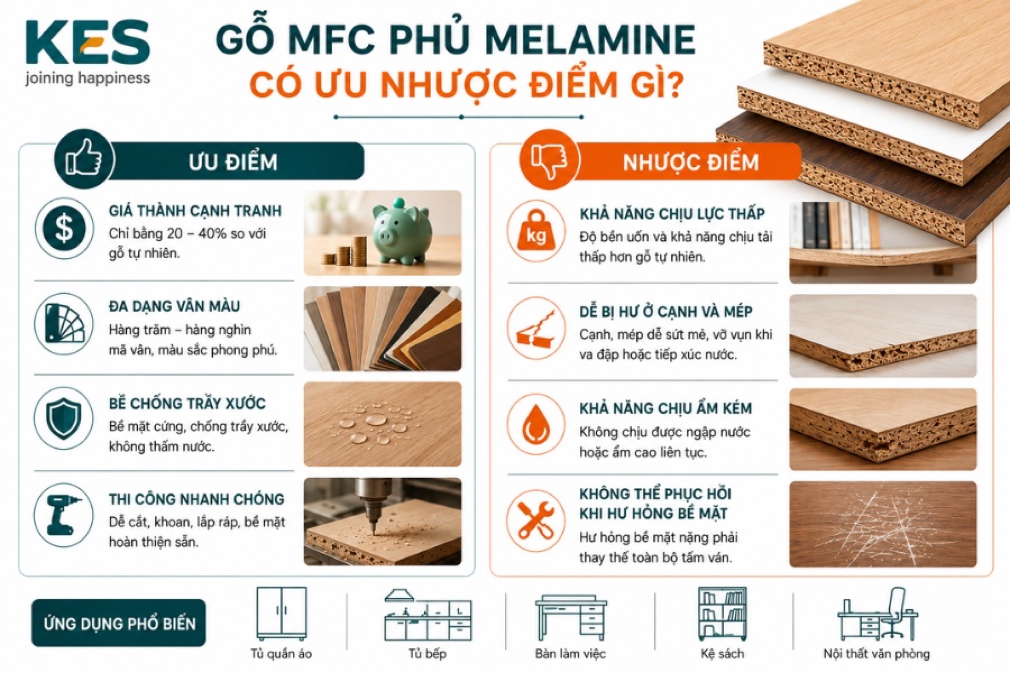 Gỗ MFC phủ melamine có ưu điểm vượt trội về chi phí Gỗ MFC phủ melamine có ưu điểm vượt trội về chi phí